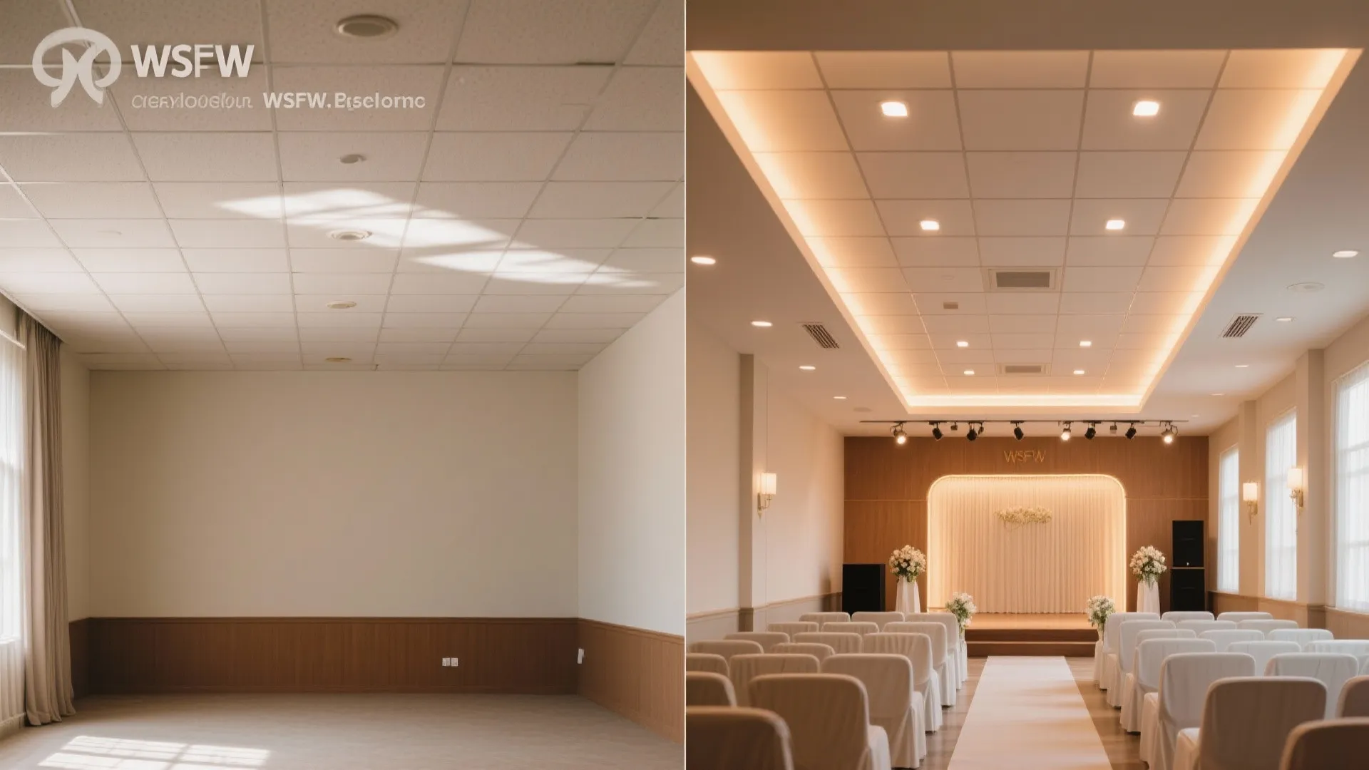 Minimal Gypsum Grid with LED Cove