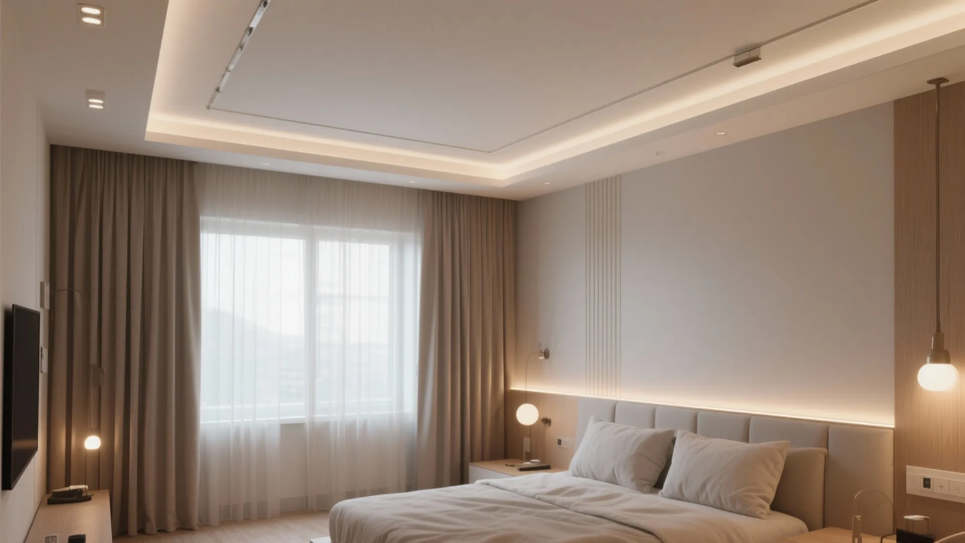 False Ceiling with Gypsum Cove for Hidden Curtains