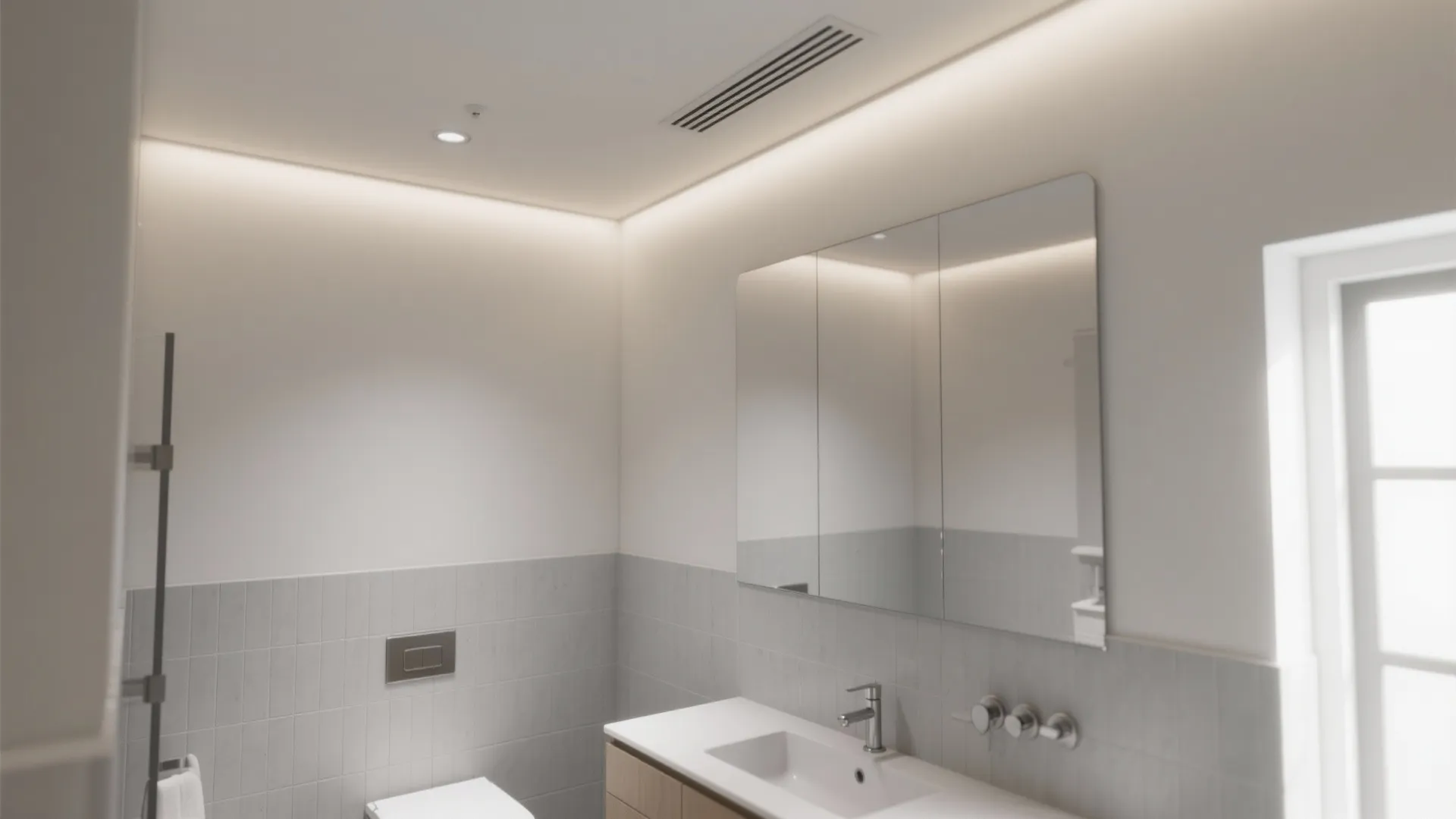 Minimalist Moisture-Resistant Gypsum with Cove Lighting