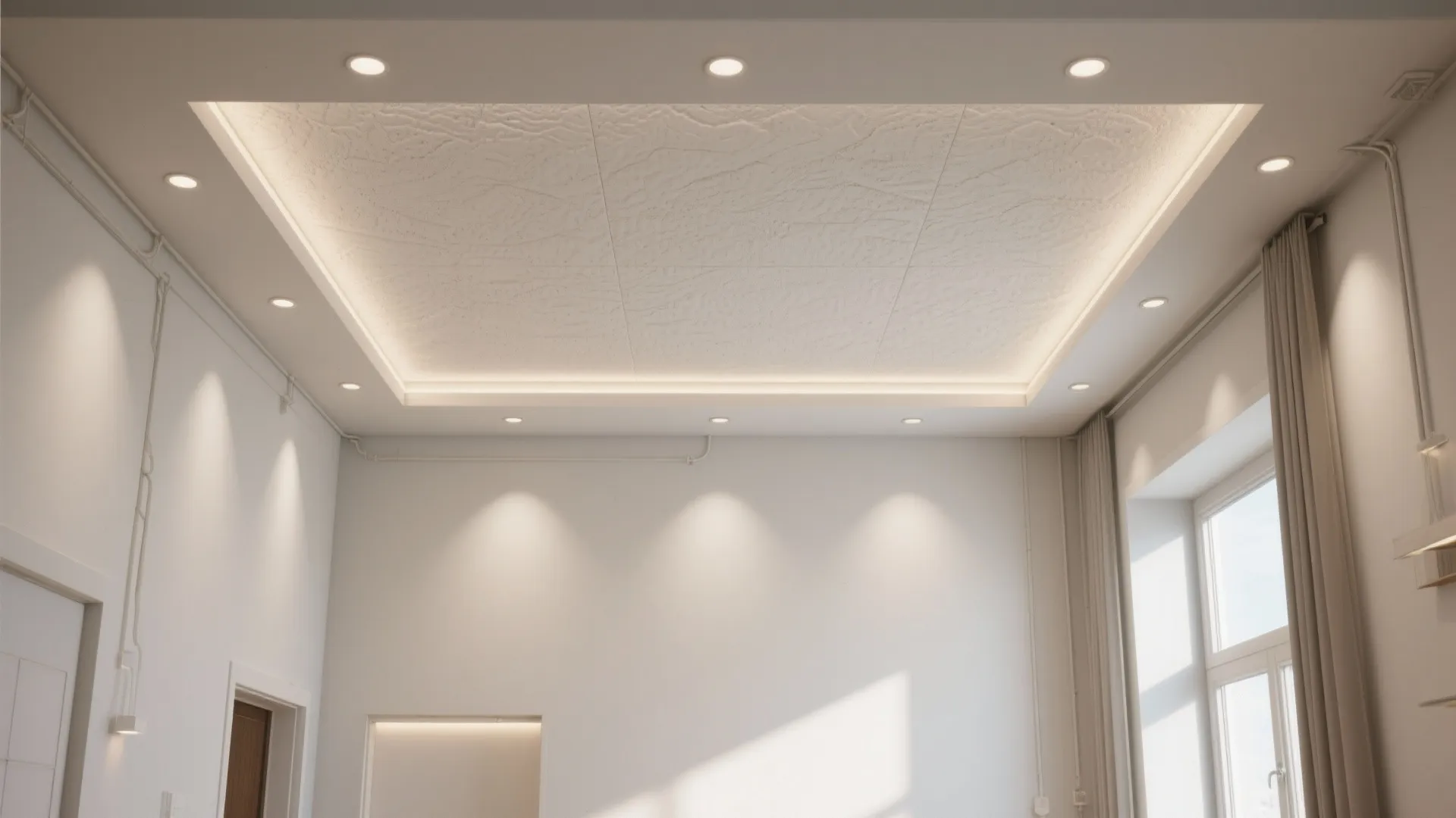 Textured Gypsum False Ceiling (With Select Recessed Lighting)