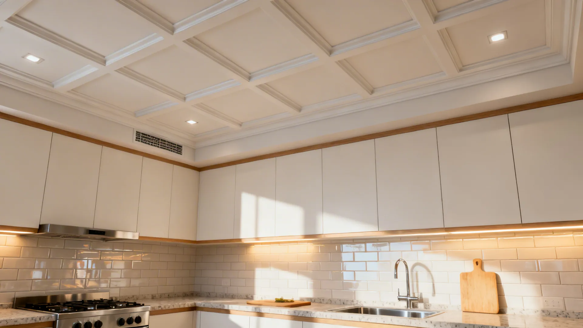 Gypsum Recessed Grid for Layered Lighting