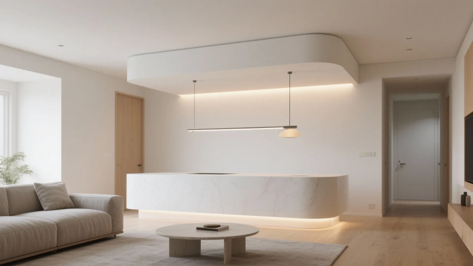 Floating Gypsum Island with Hidden LEDs