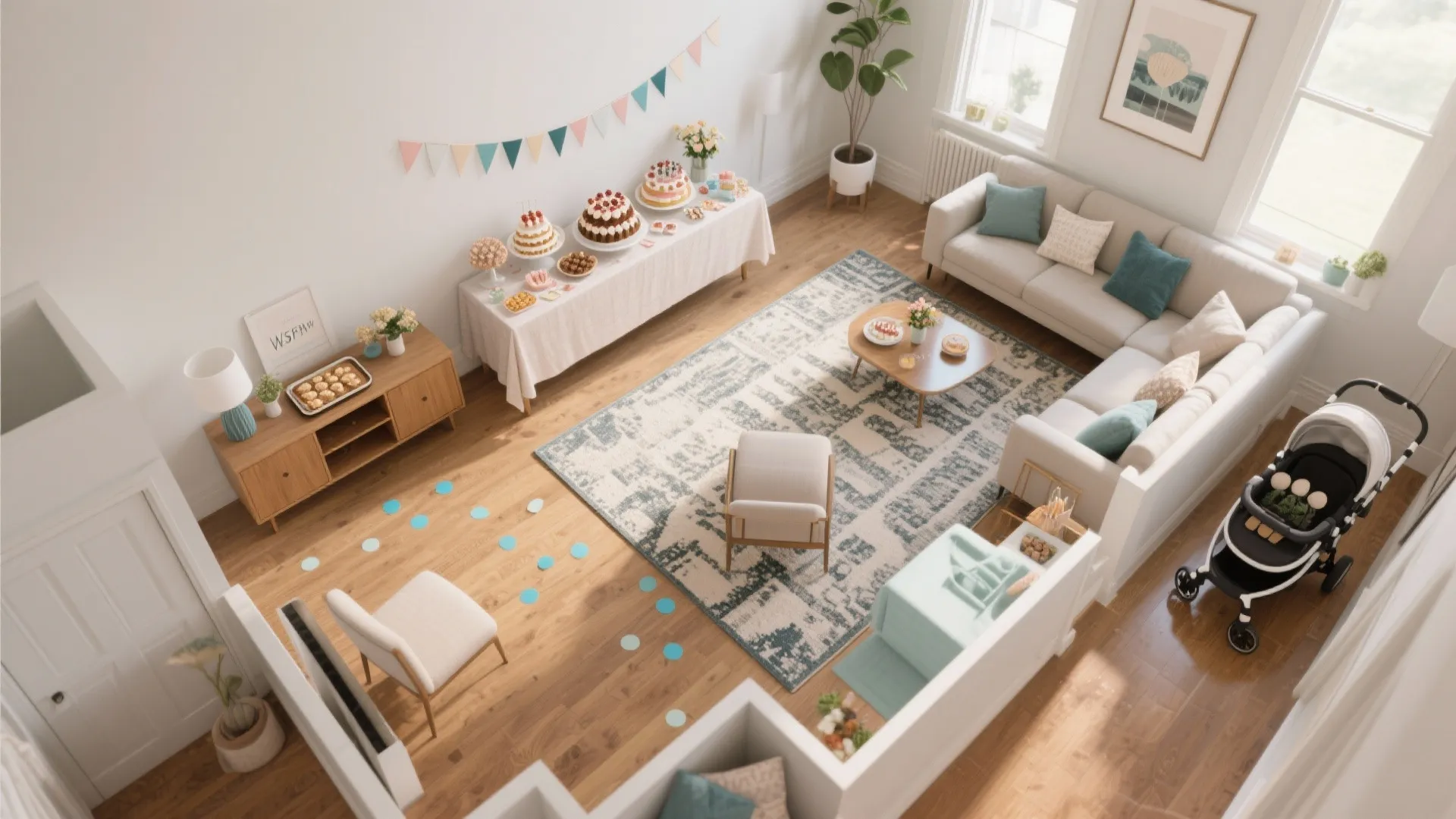 One-Wall Dessert Station with L-Shaped Traffic Flow