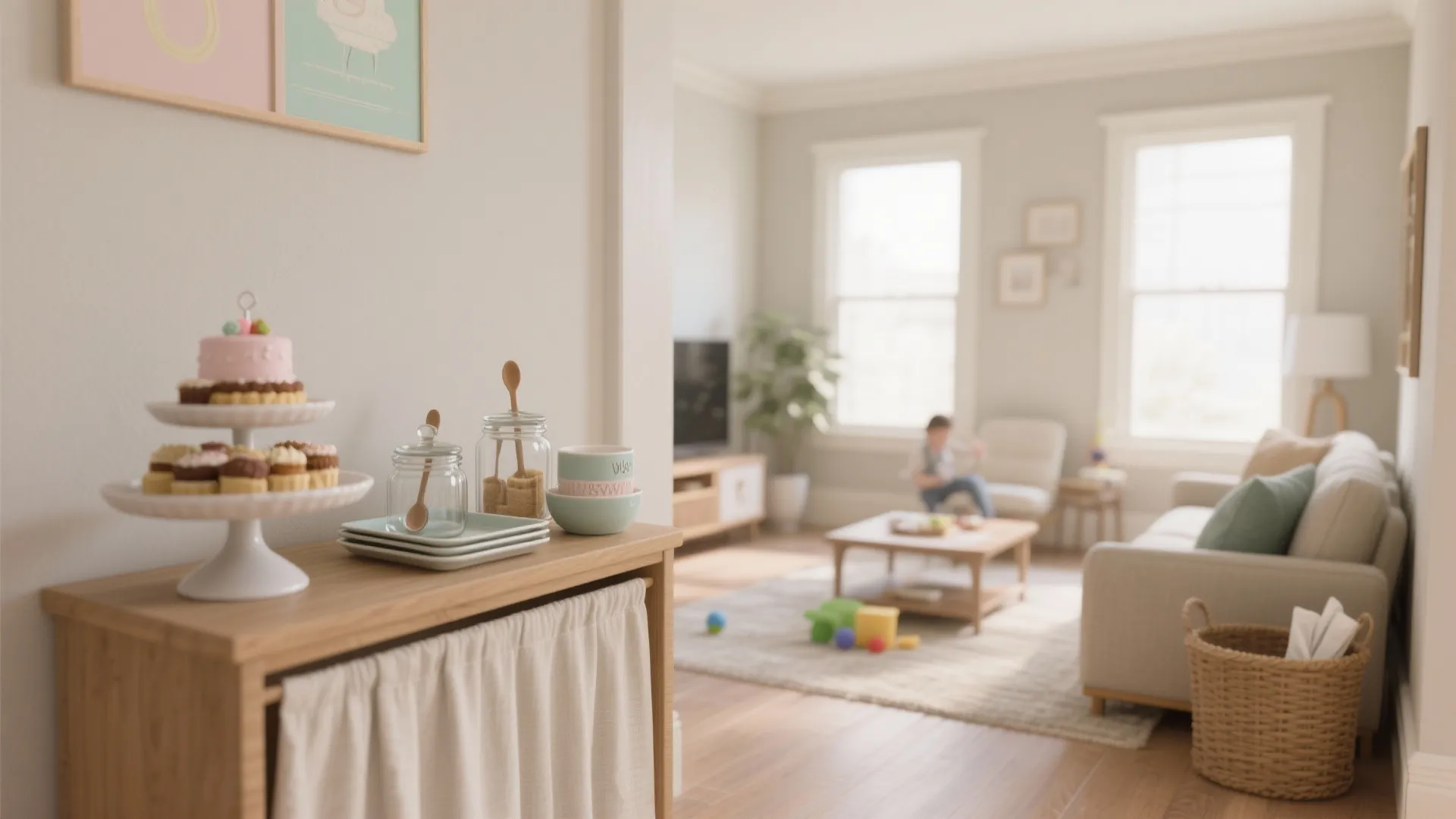 One-Wall Dessert Station with L-Shaped Traffic Flow