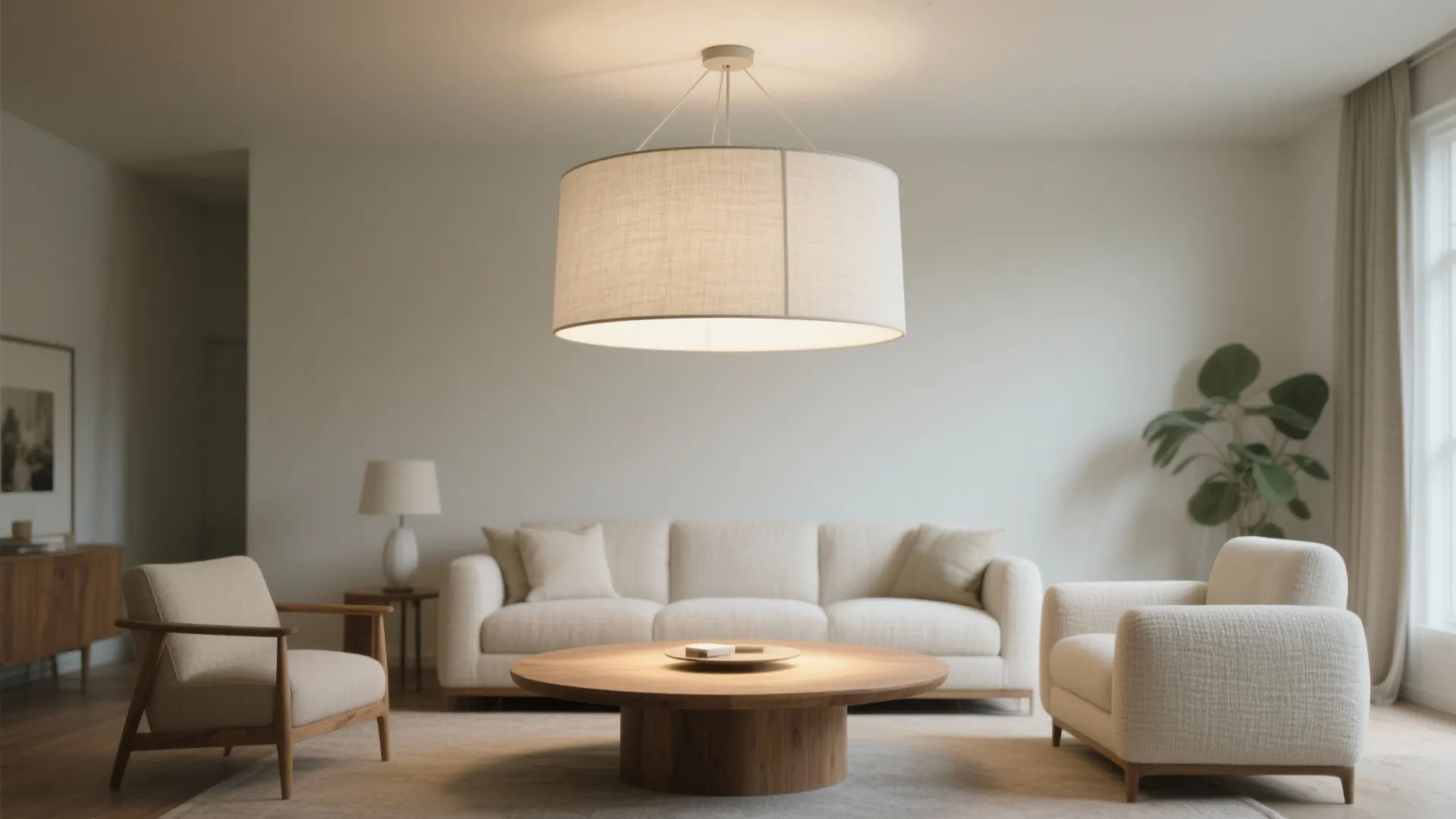 Semi-Flush Linen Drum for Soft Diffusion