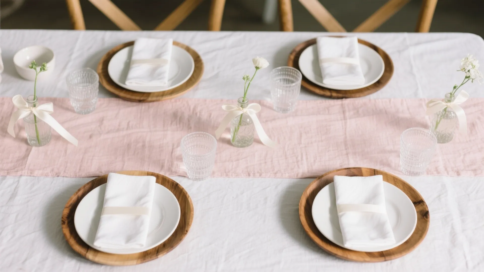 Sweet Minimal Tablescape: Blush Linens and Wooden Accents