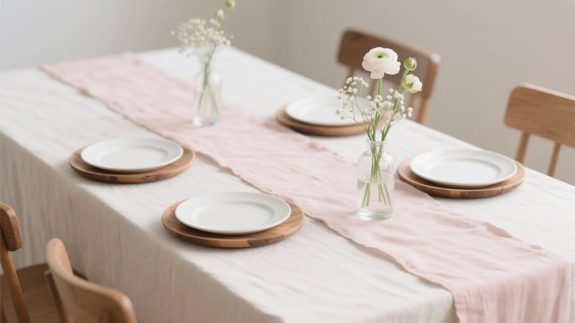 Sweet Minimal Tablescape: Blush Linens and Wooden Accents