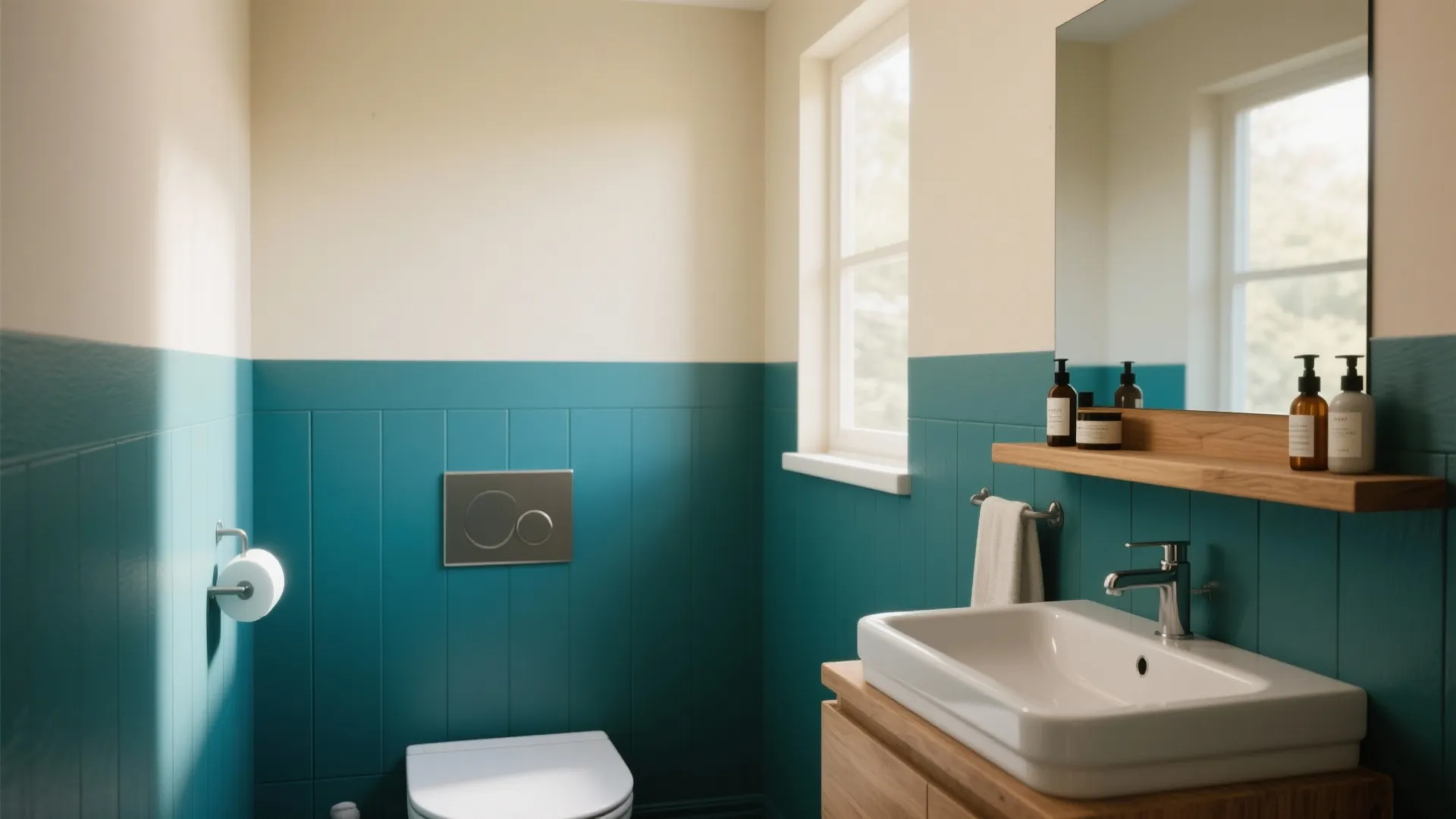 1. Half-and-Half Paint with a Real Wood Accent