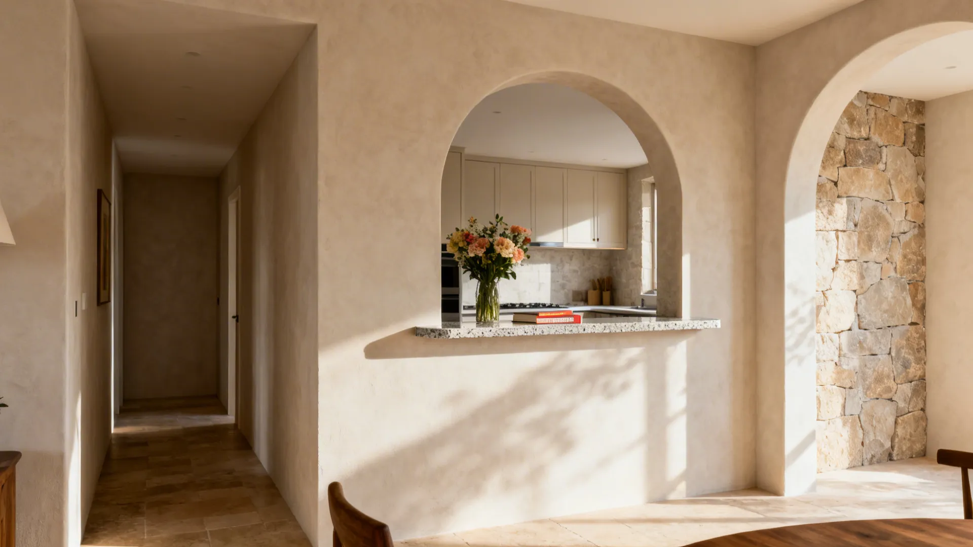 4) Half-Height Arch with Counter Ledge