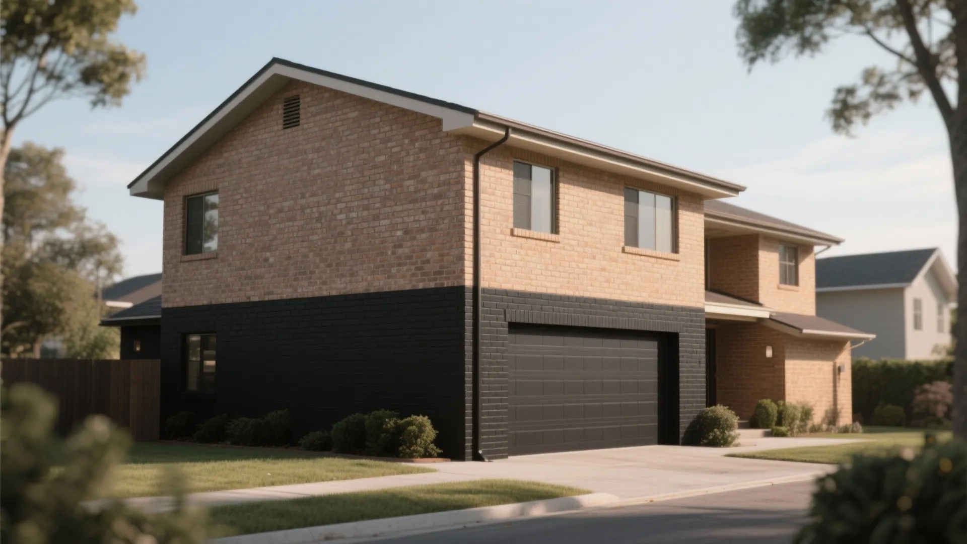 2. Black lower half, lighter upper half