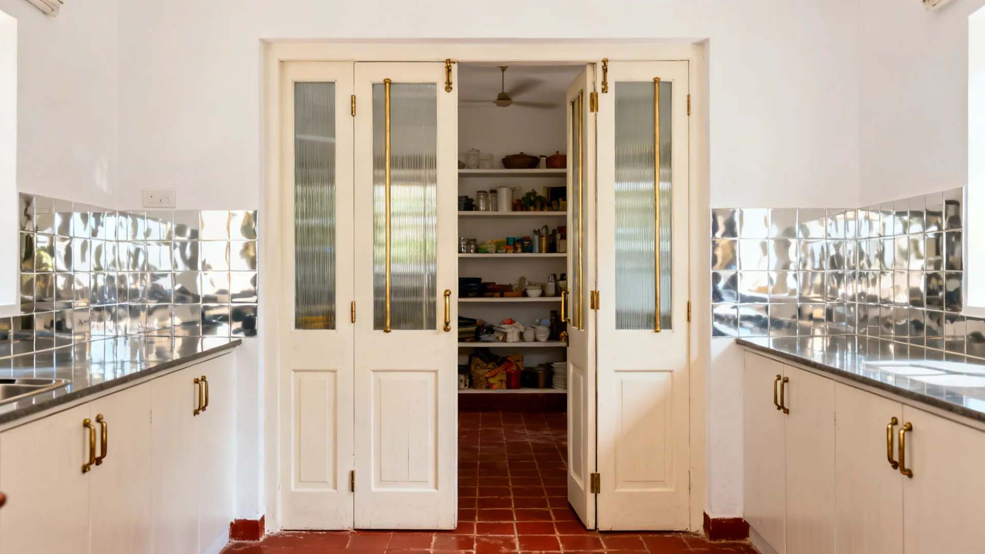 Half-Glazed Double Doors with Brass Mullions