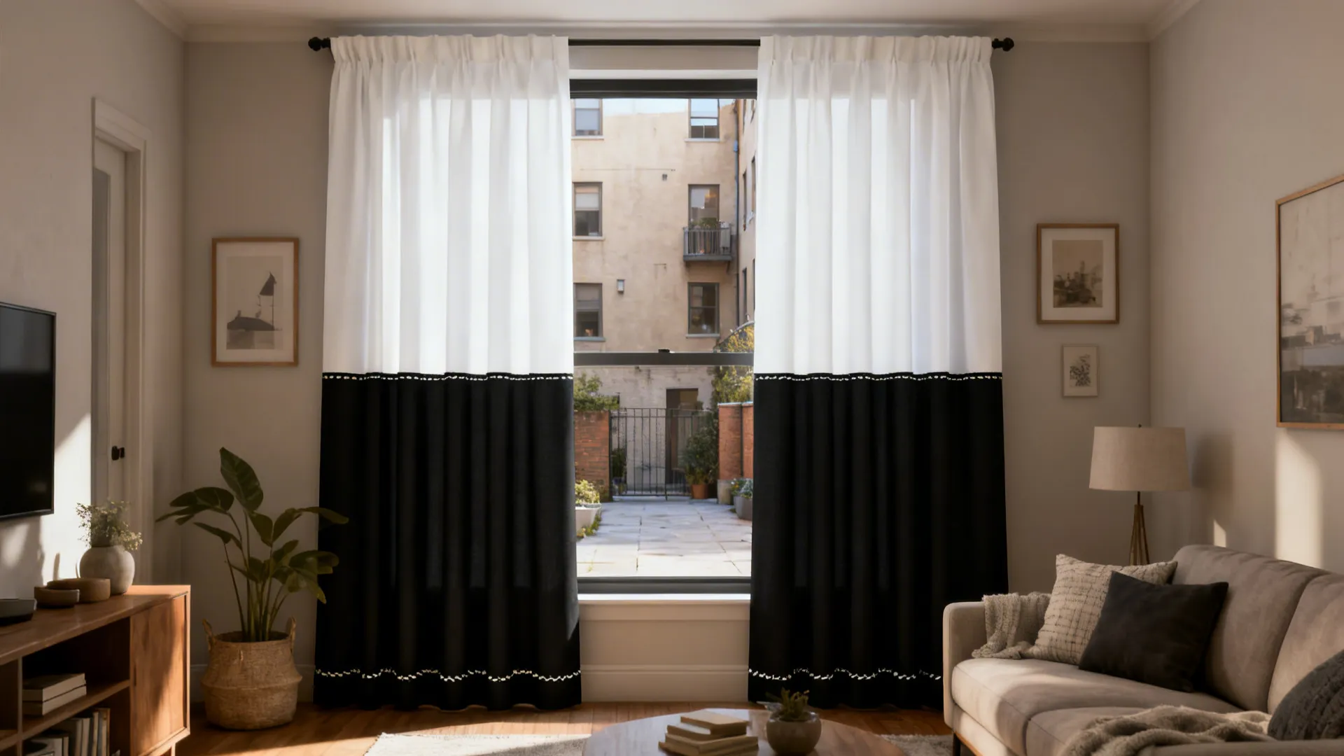 4. Half-and-half curtain panels