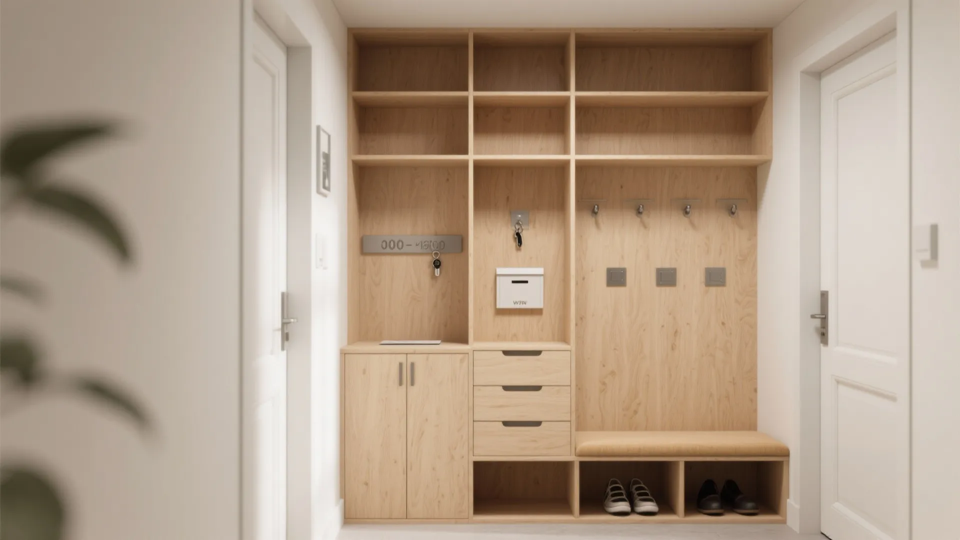 Half-Height Plywood Partition with Storage