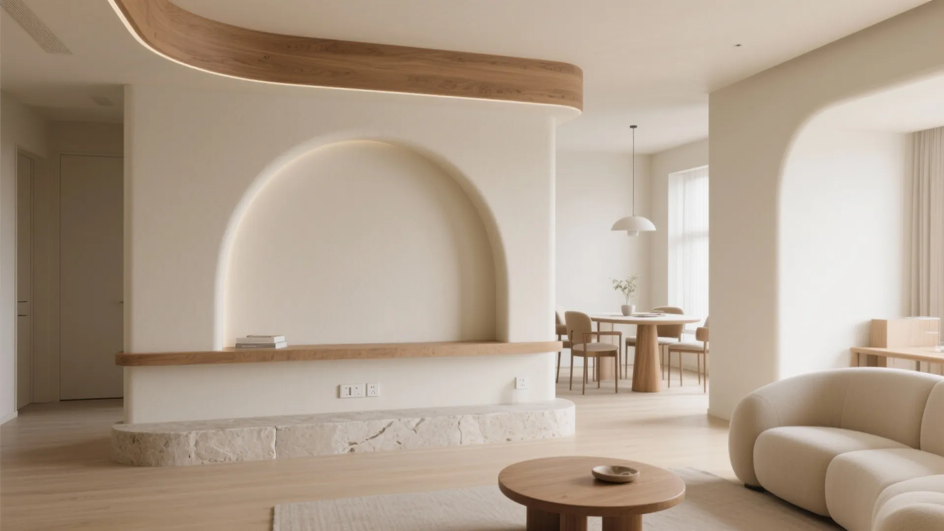 Half-Height Arch Divider To Zone Without Walls