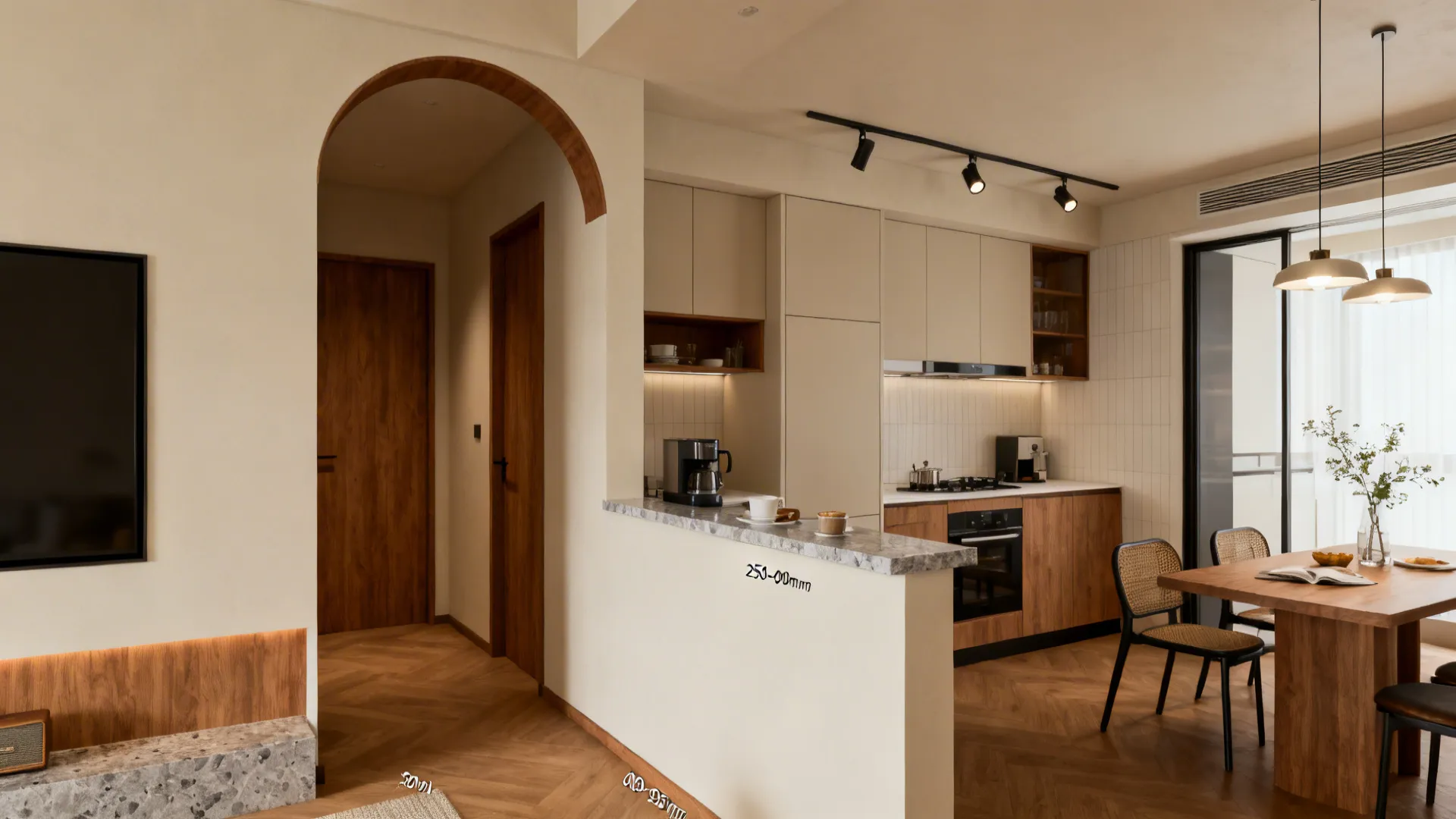 Half-Height Arch With Counter Ledge