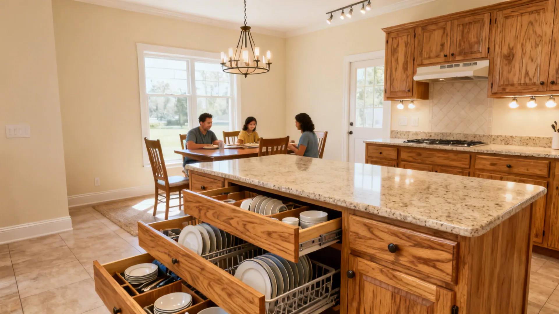 2) Half-Height Buffet Partition with Closed Crockery Drawers