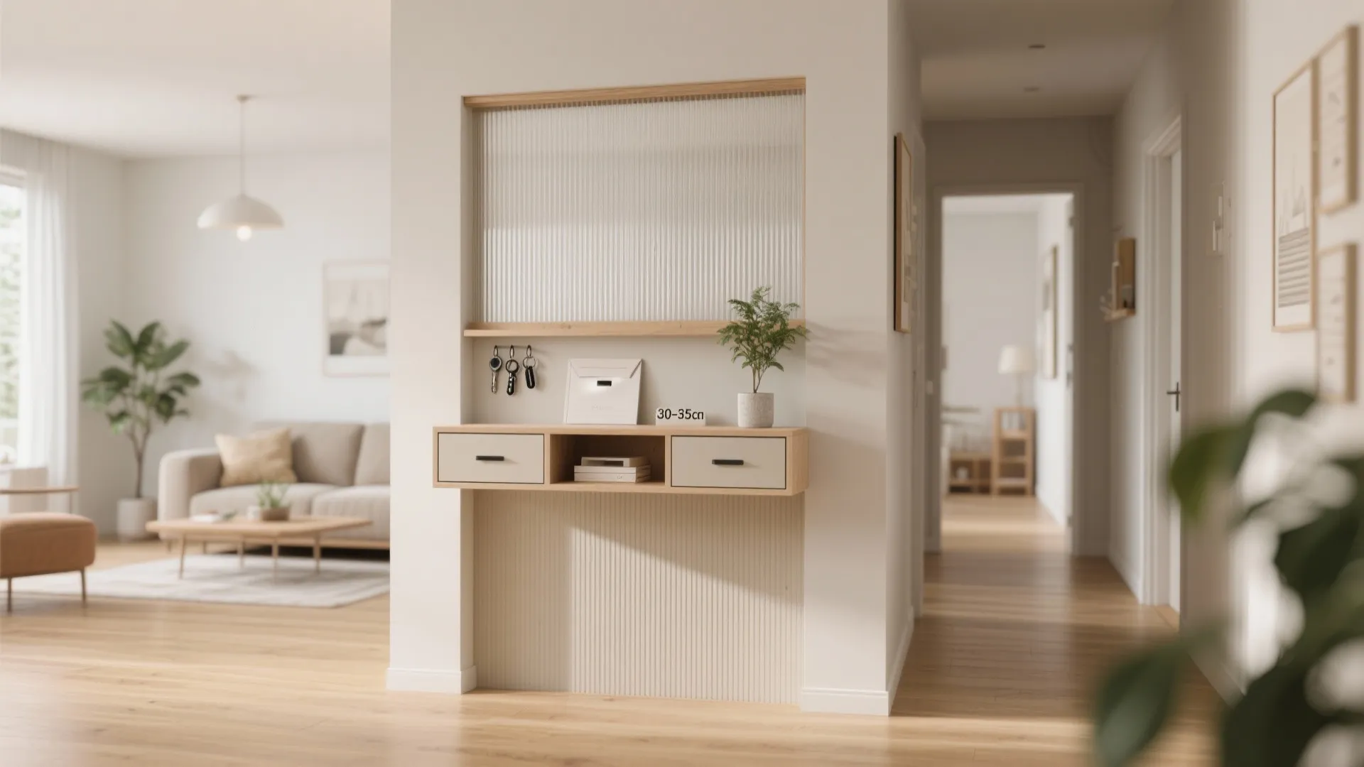 Half-Height Console Screen With Hidden Storage