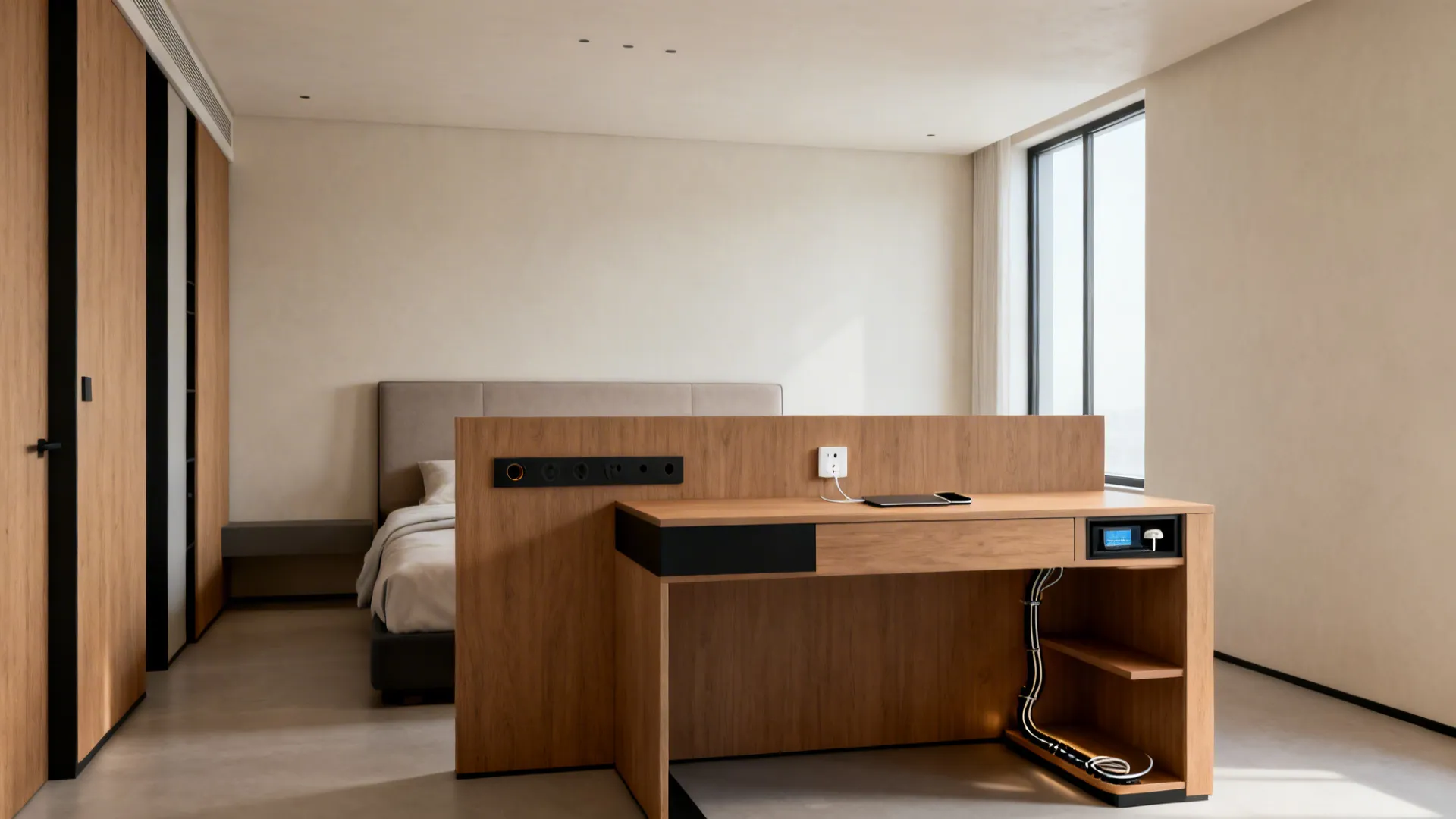 Half-Height Partition with Built-In Desk