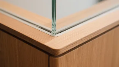 Modern Wooden Cabinet with Glass Accent Detail