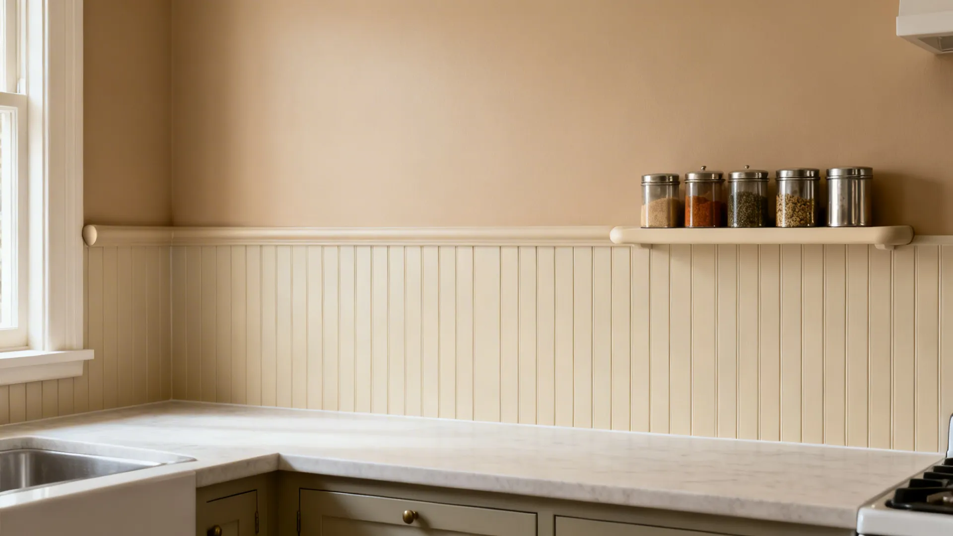 2) Half-height beadboard with a durable rail cap