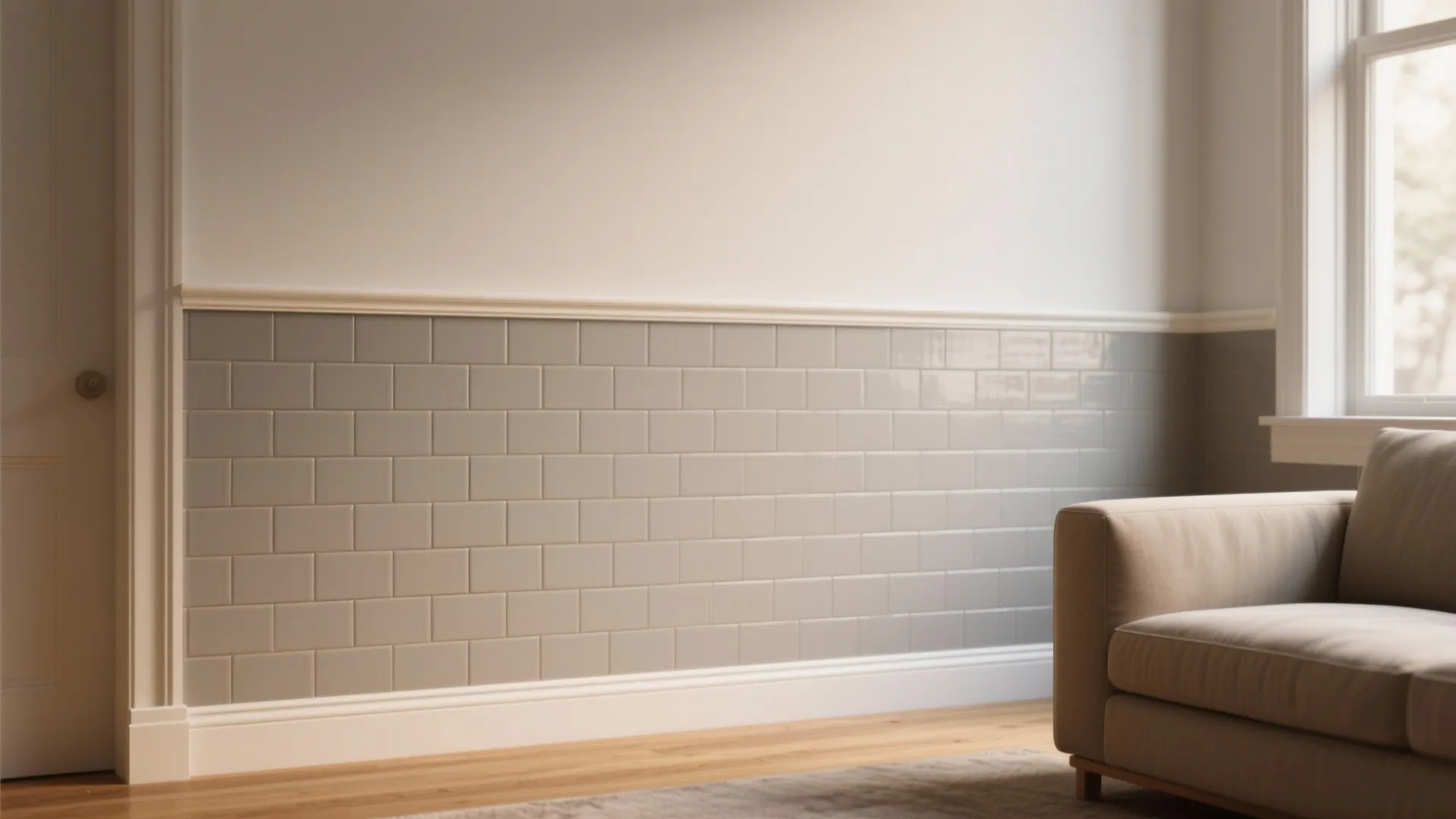 1. Half-height tiled accent wall
