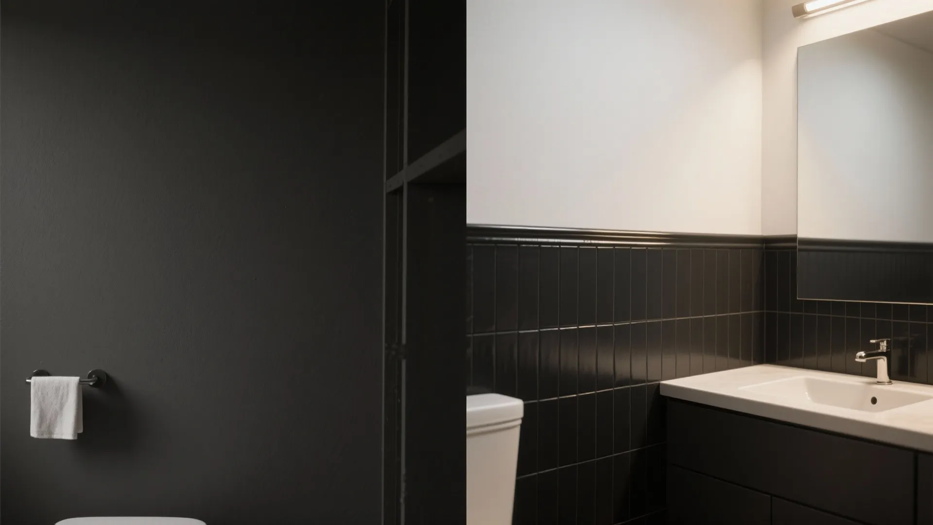 Half-Height Black Tile and Light Walls