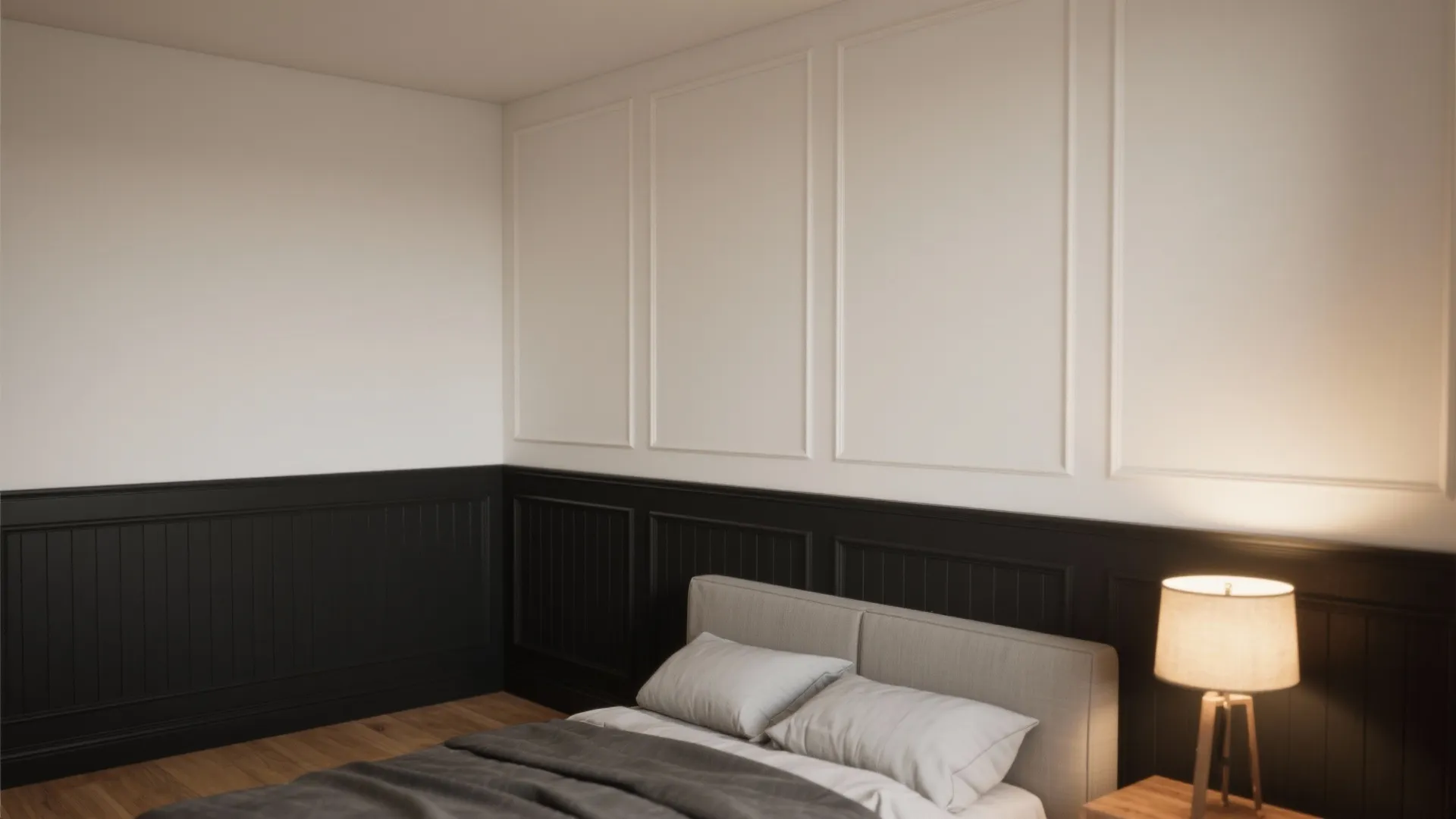 4. Half-height black wall or black wainscoting for balance