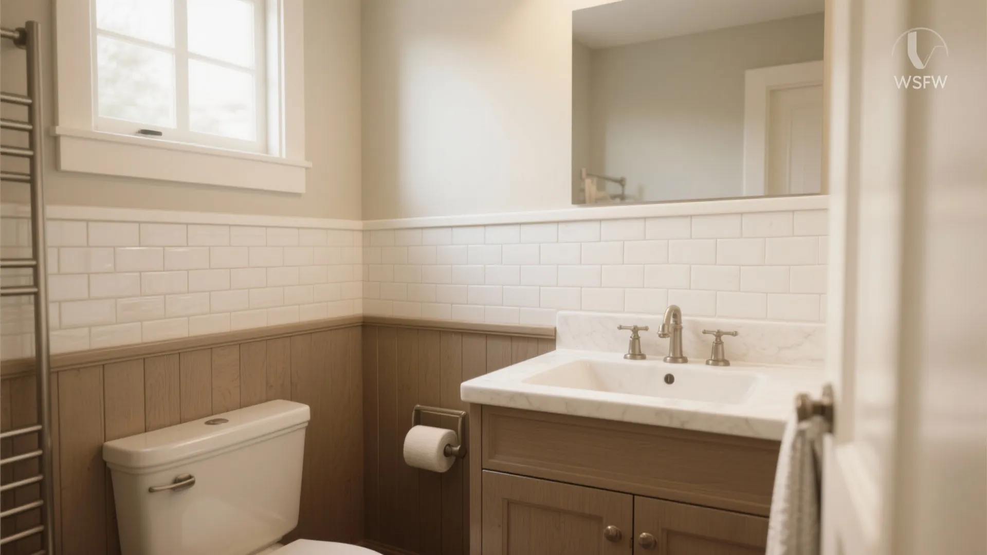 2. Half-height board and batten with tile above