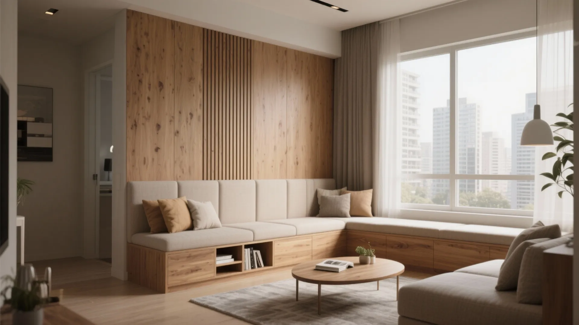 5. Half-Height Wall with Built-in Seating