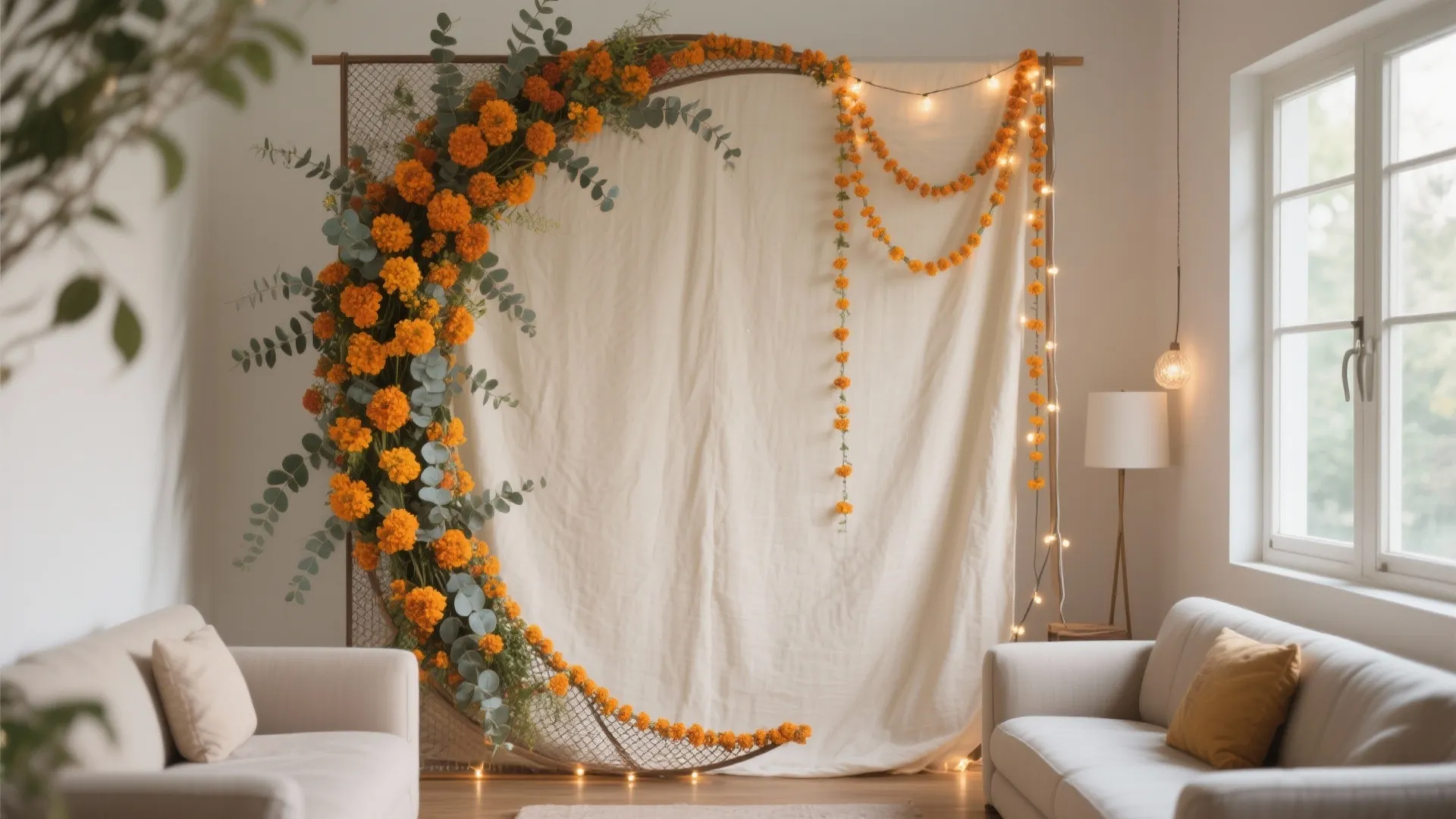 2) Floral Arch Lite: Half-Moon Clusters, Not a Full Stage