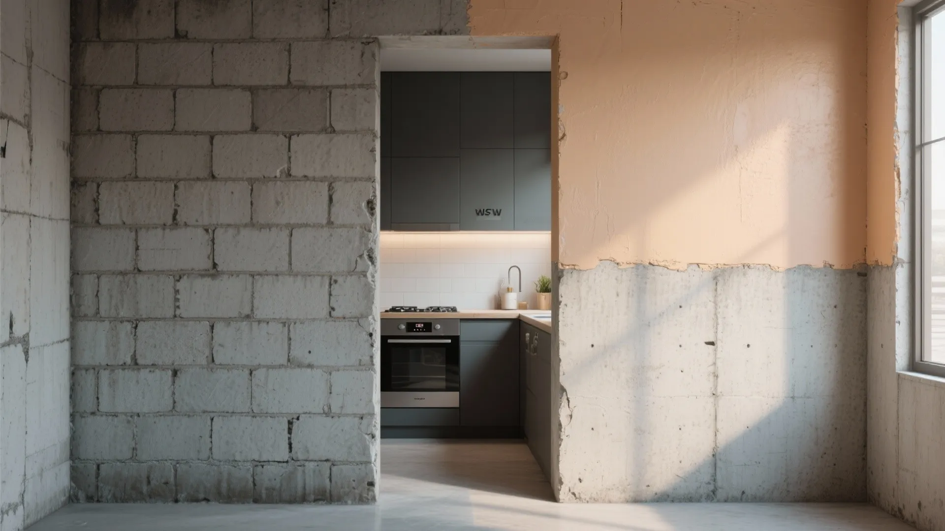 3. Half-Painted Reveal — modern contrast and budget-friendly