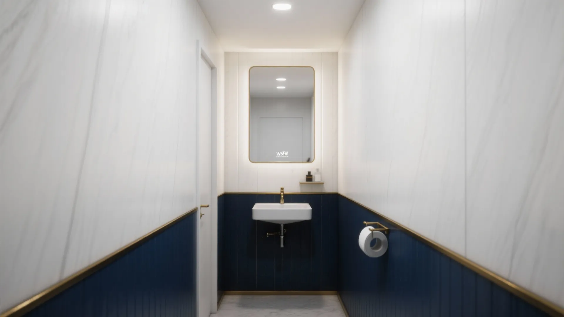 2. Navy Lower Walls + White Upper Walls for Height