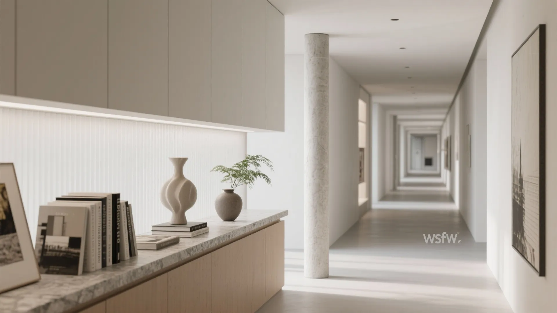 3) Half-height partition and display