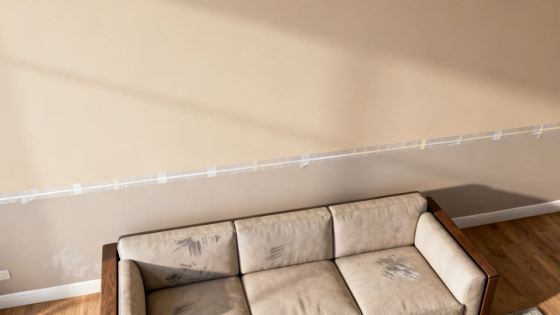 Wall split with satin on lower third and eggshell above, showing a clean transition.