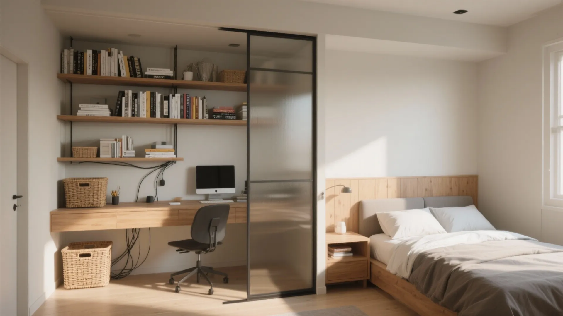 2. Half-Height Partition with Shelving