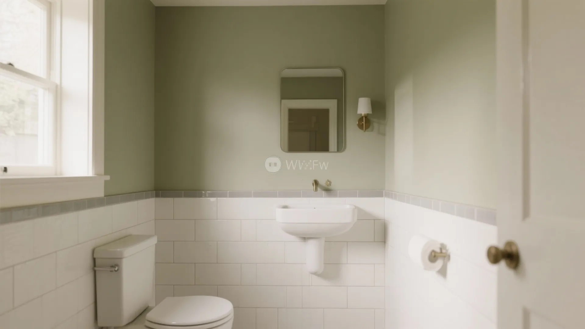 Half-height tile with moisture-resistant paint above