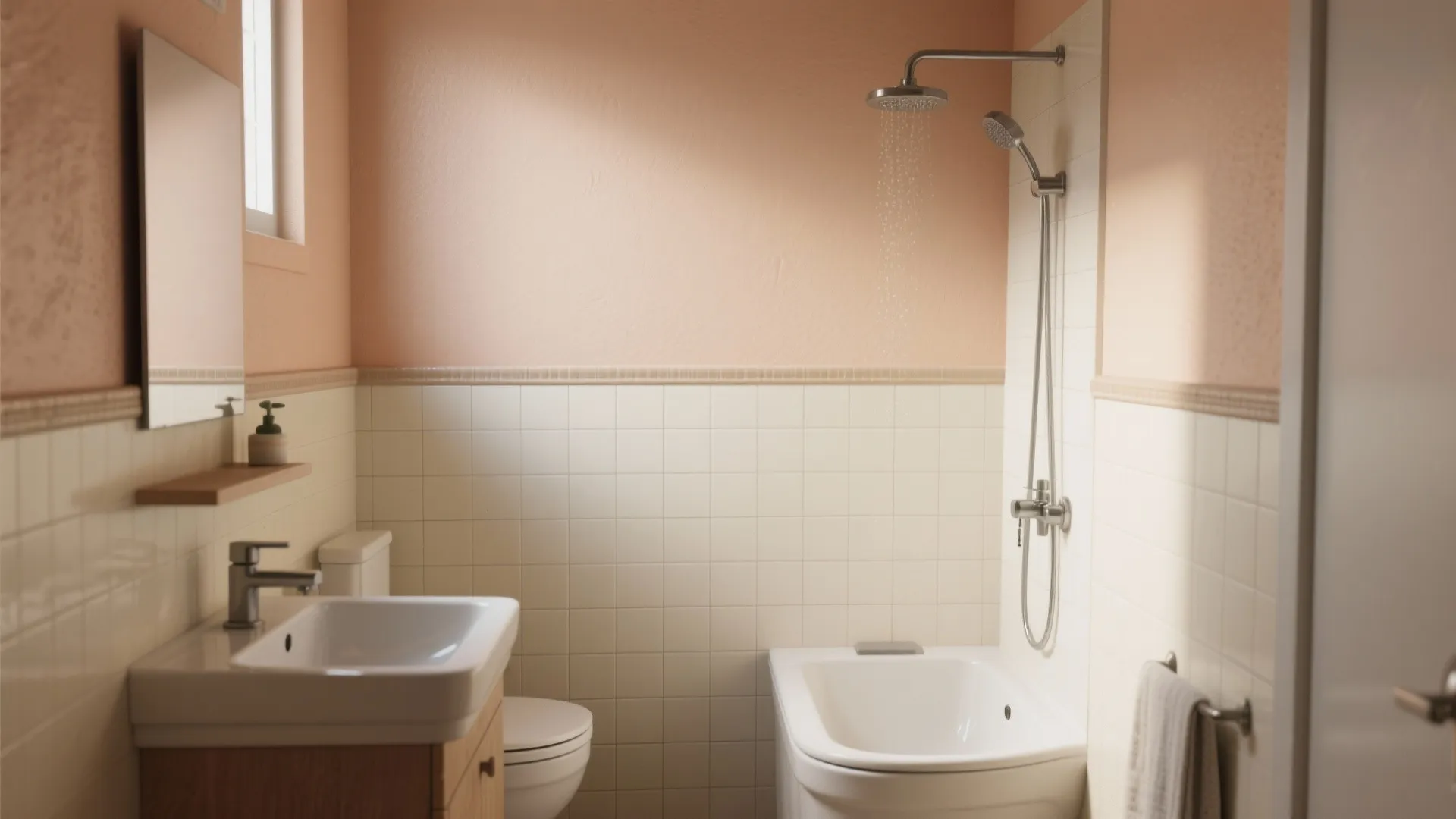 4. Half-height tile with painted upper walls