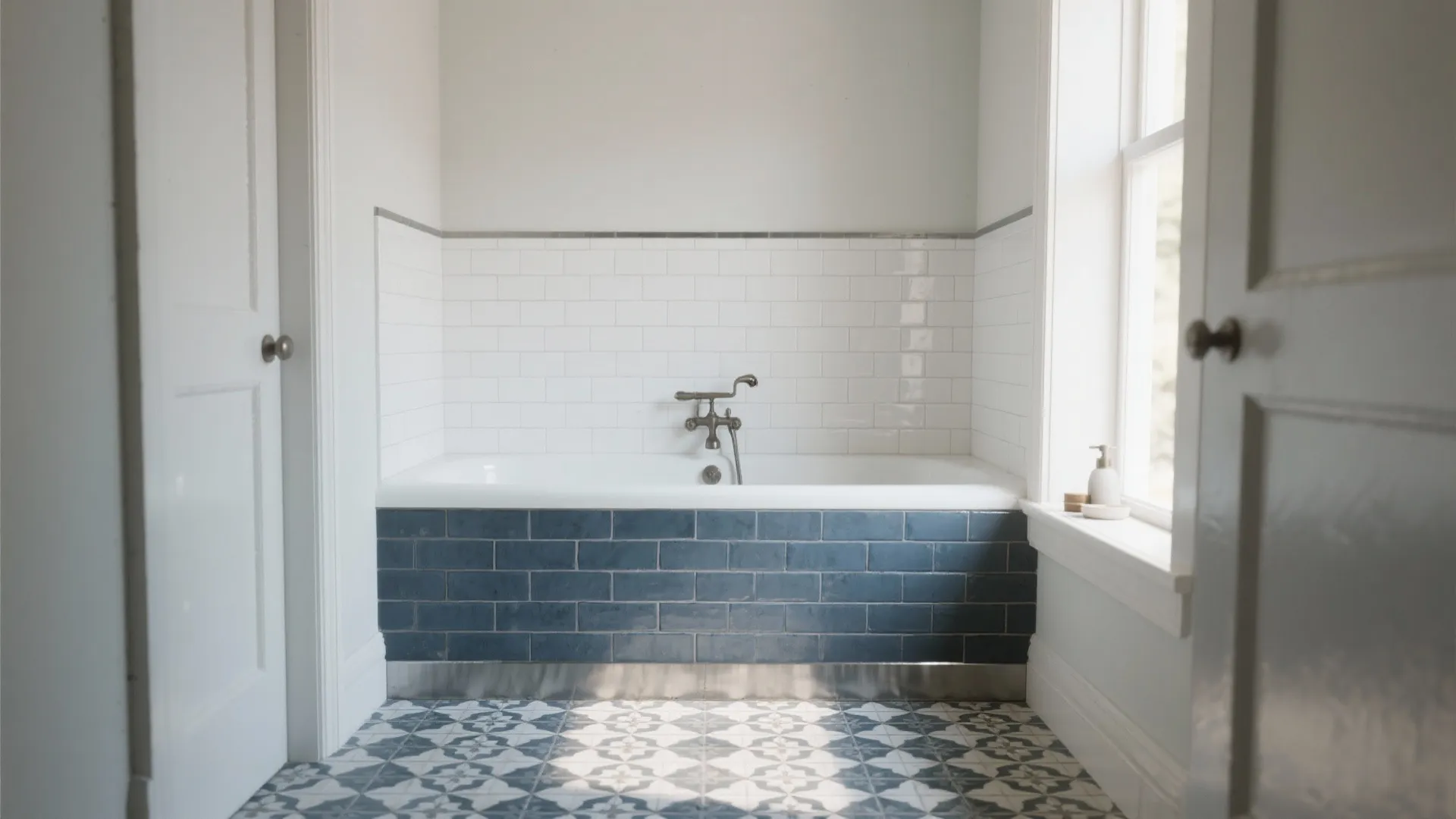 4. Half-Tile Wainscot with Patterned Floor