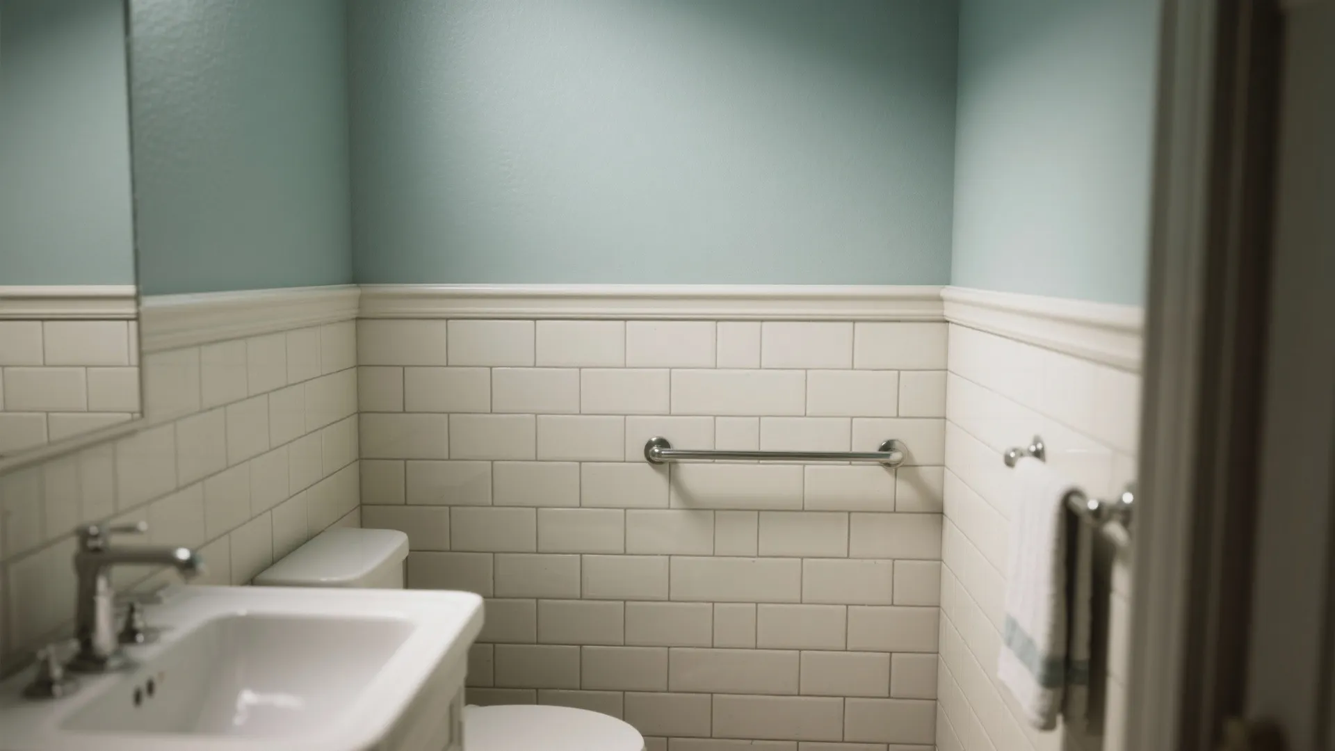 1. Half-tile wainscot with paint above