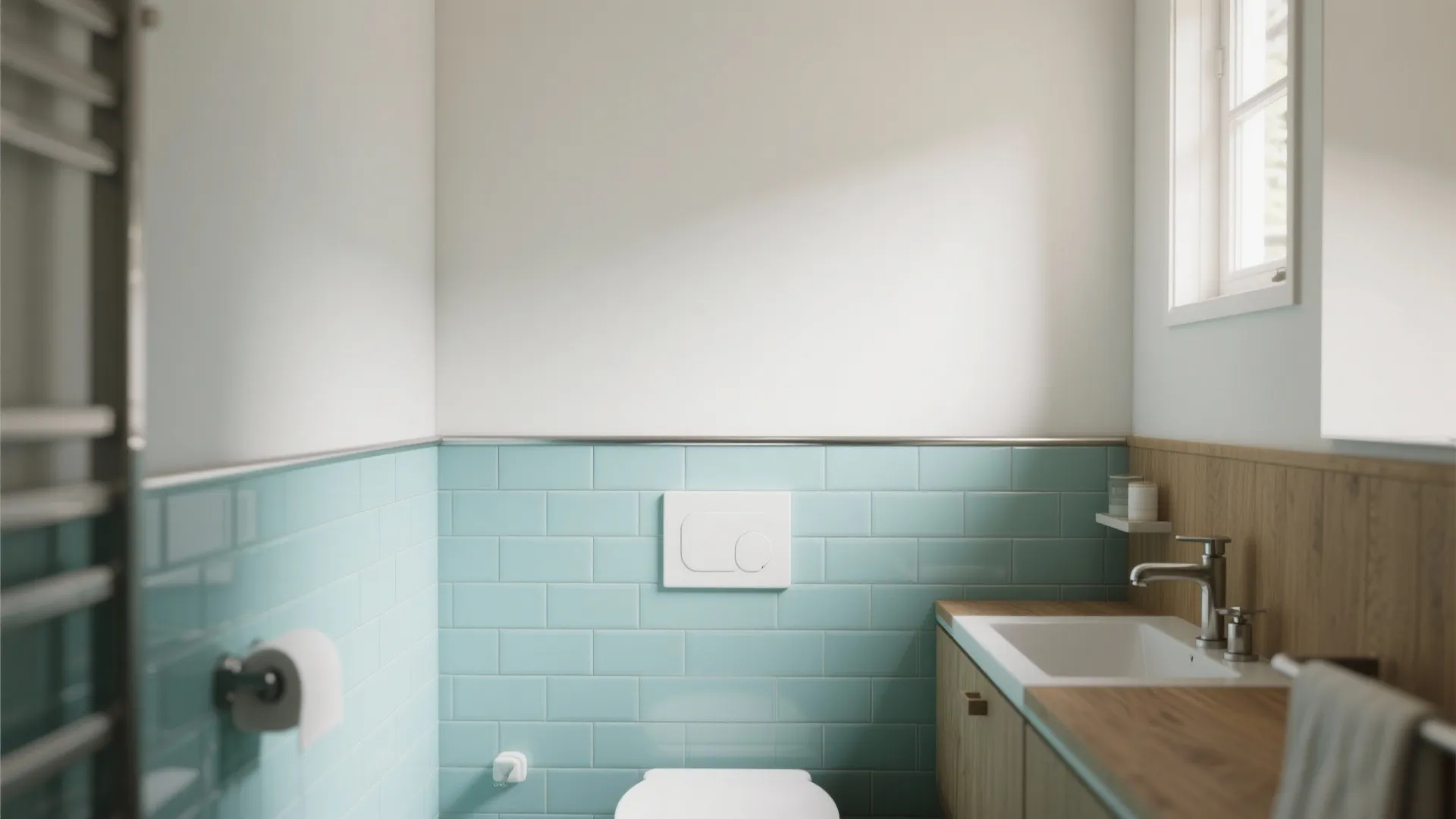 3. Half-tiled walls with contrasting paint