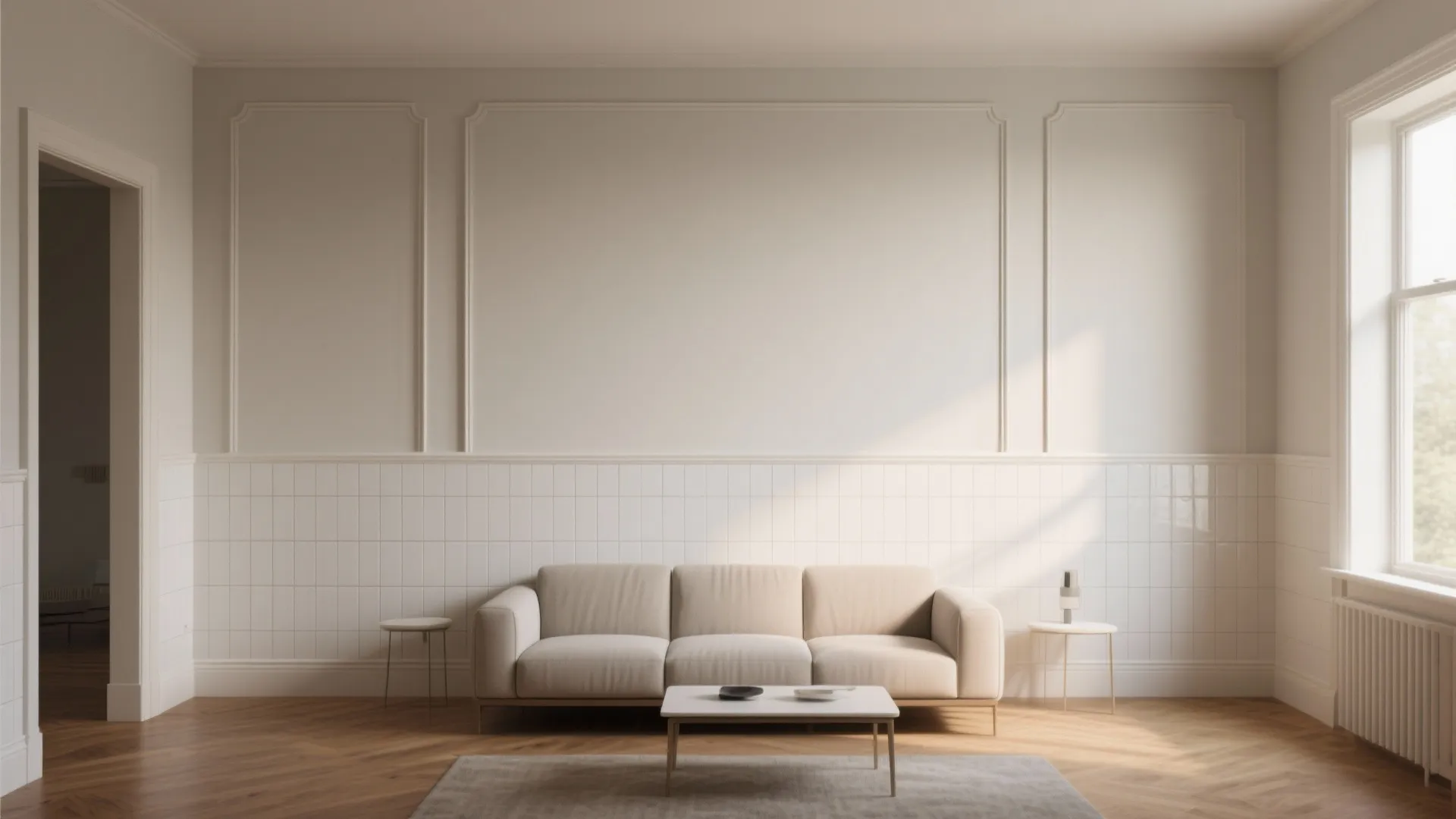 2. Half-Tiled Walls with Paint Above