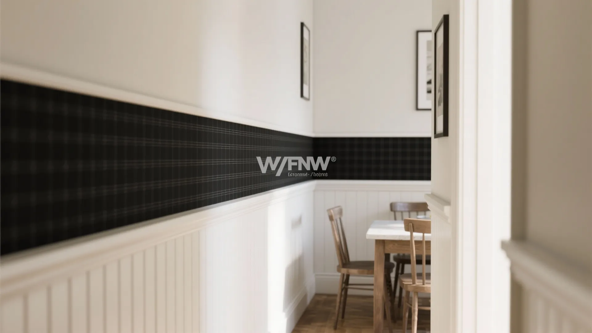 [Section: Inspiration 4] Half-Height Black Wallpaper with Wainscoting Balance