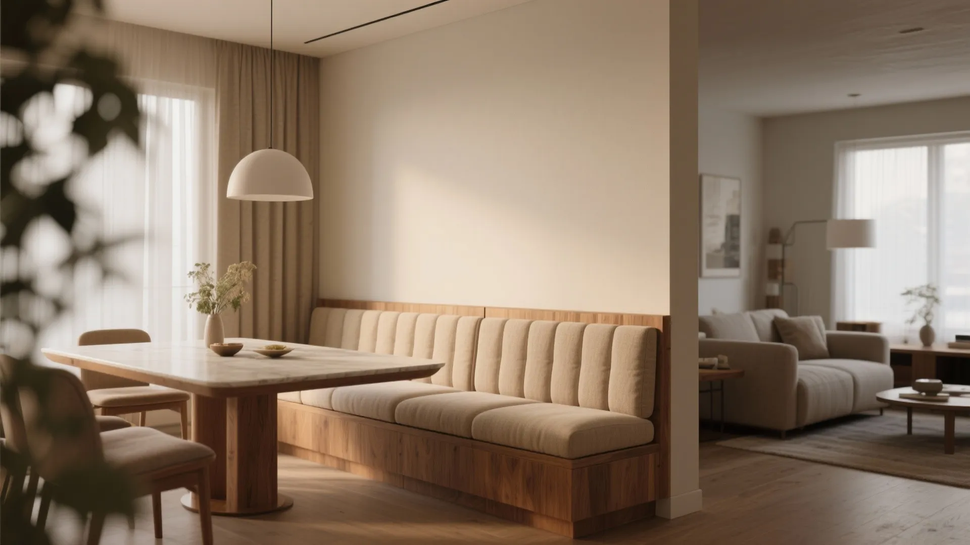 Half Walls with Built-in Seating