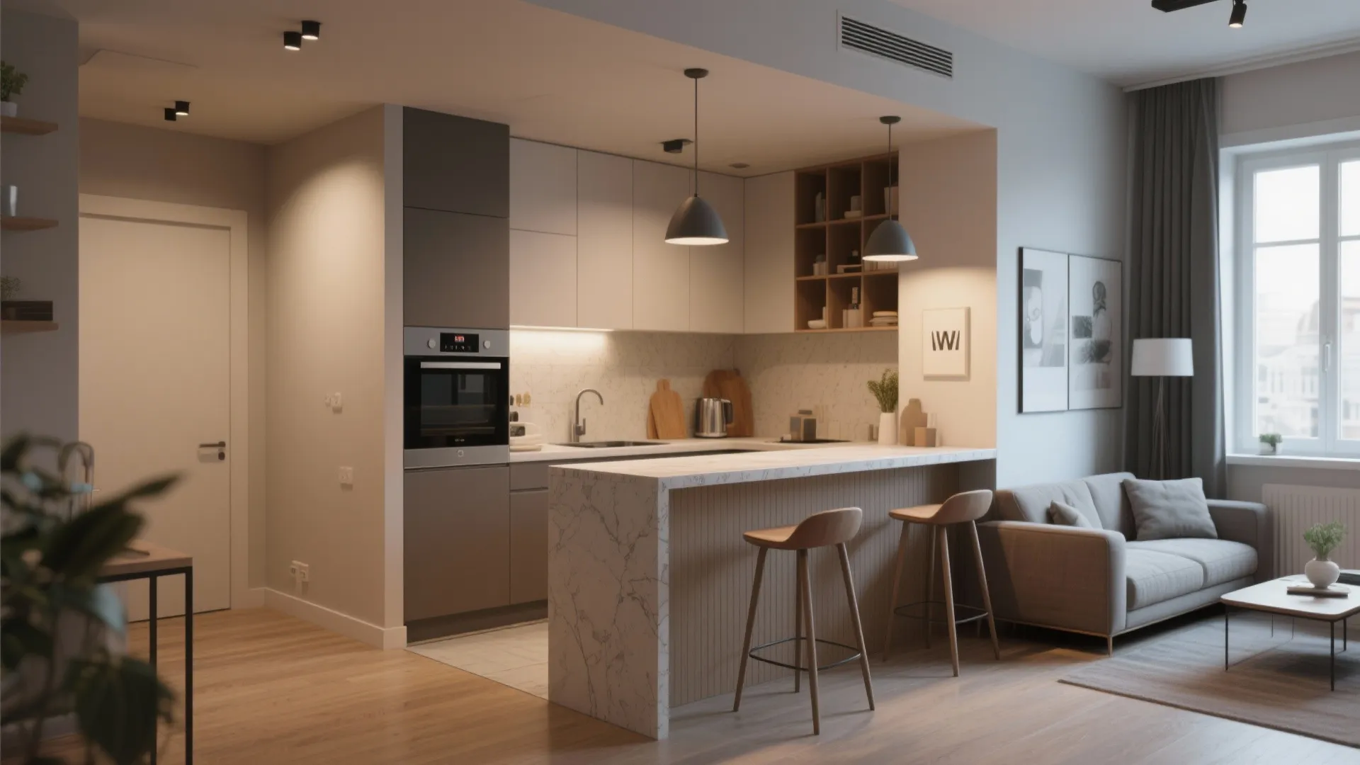 3. Half Walls with Breakfast Bars