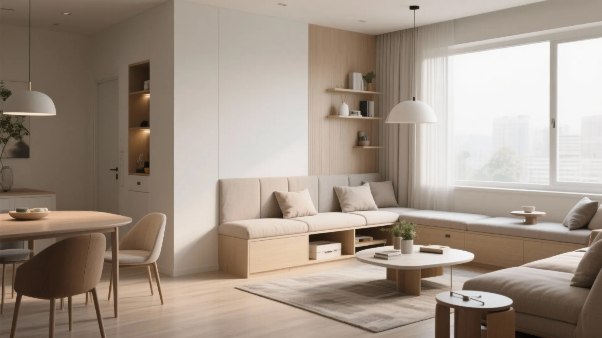 5. Built-In Seating on Half Wall