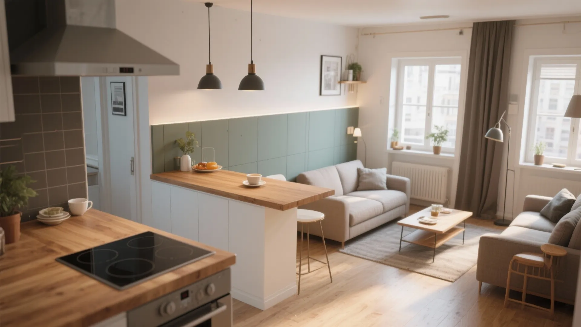 4. Half-Height Wall with Countertop