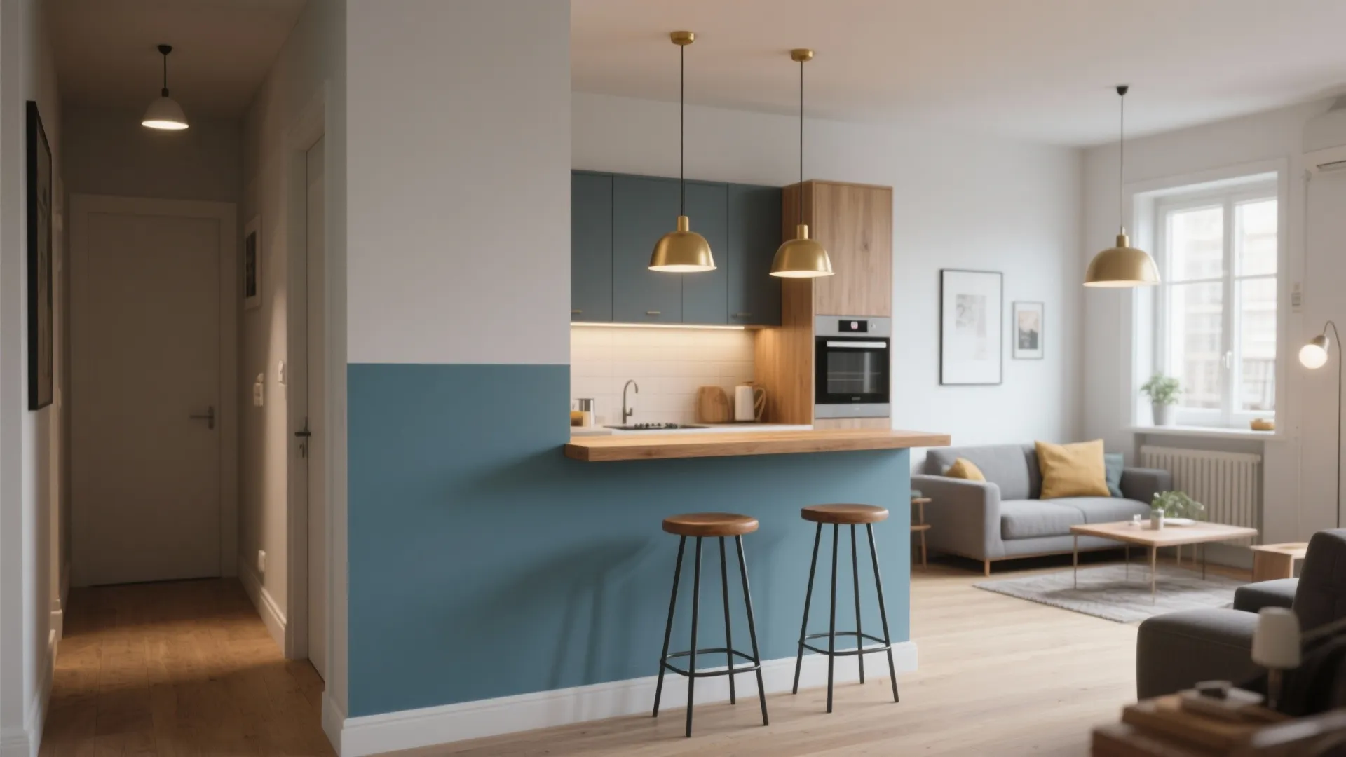 2. Half wall with counter bar