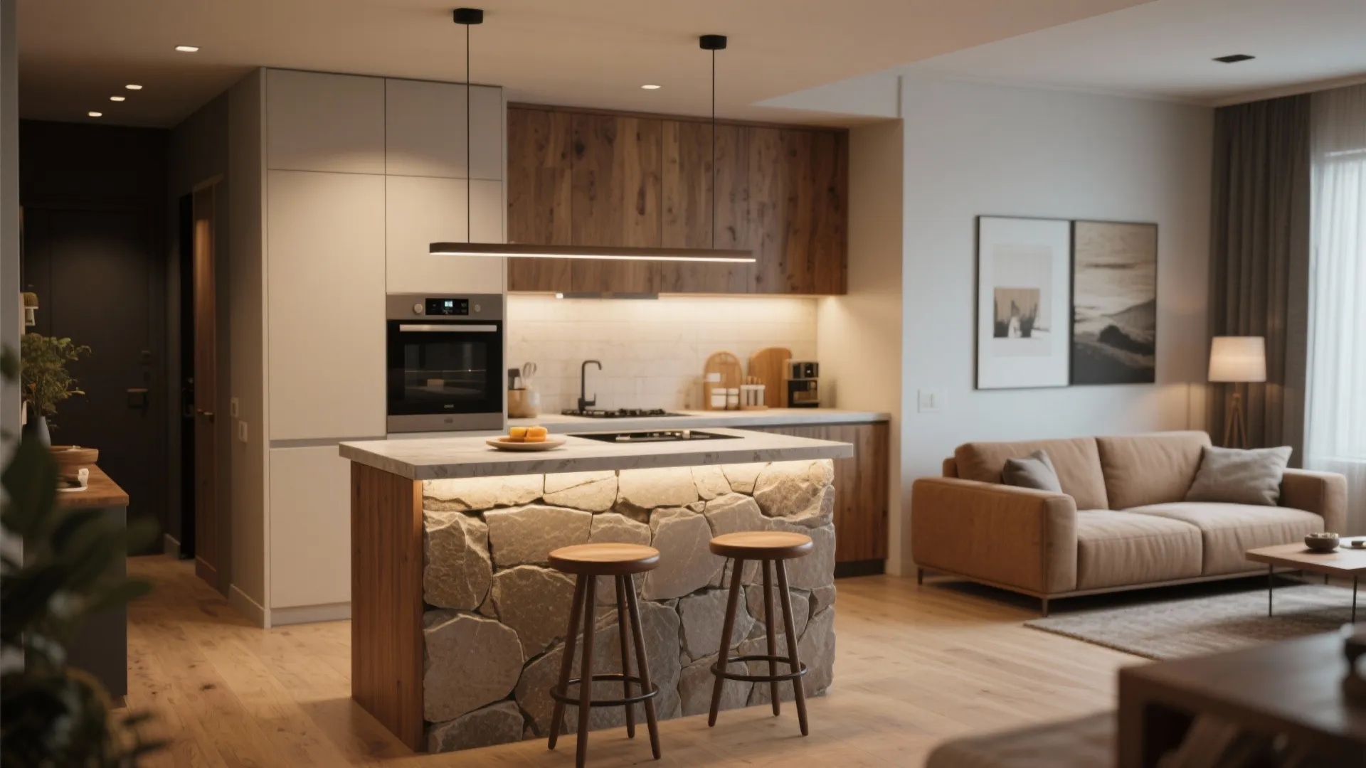 3. Half-height walls with countertop extension