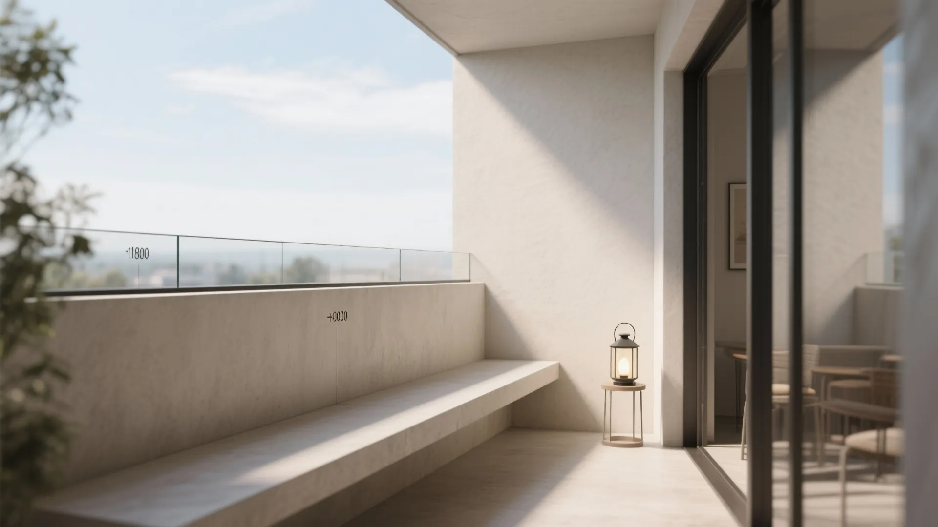 Solid Half-Height Wall with Textured Finish