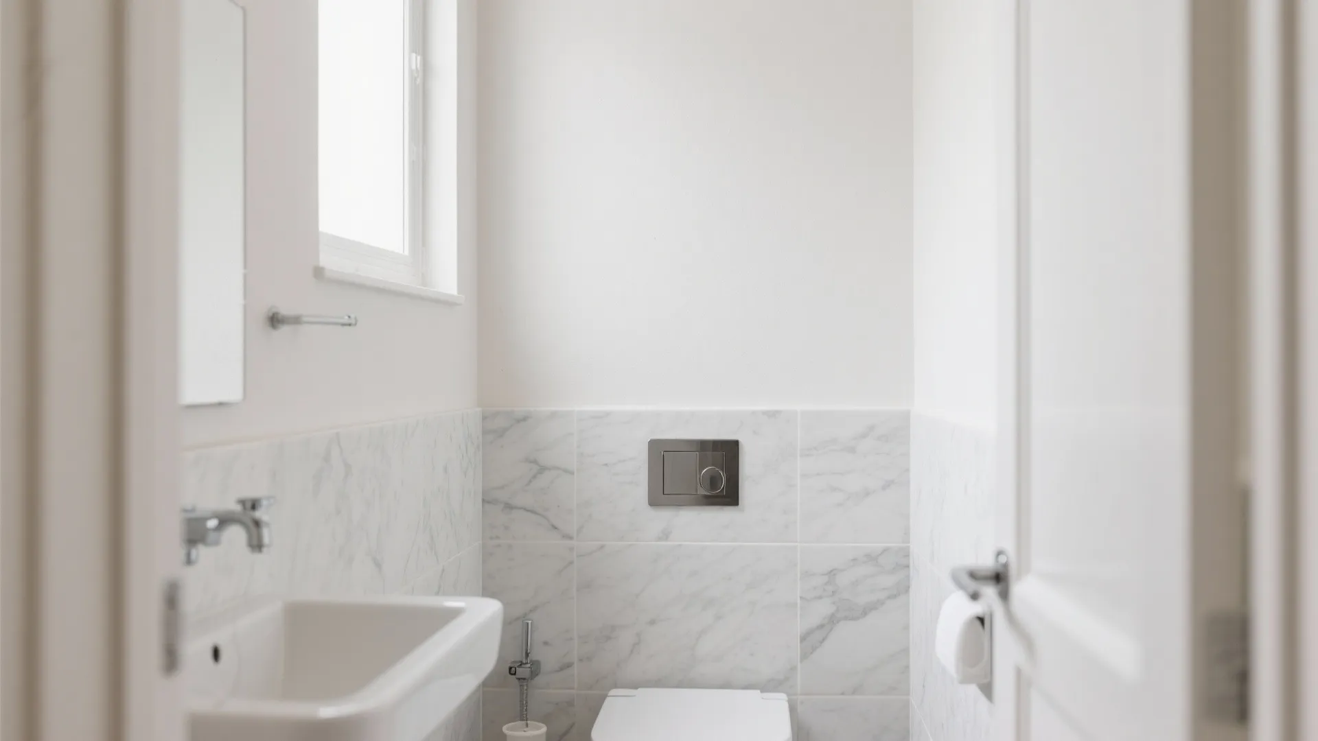 4. Half Wall Marble with Paint Above